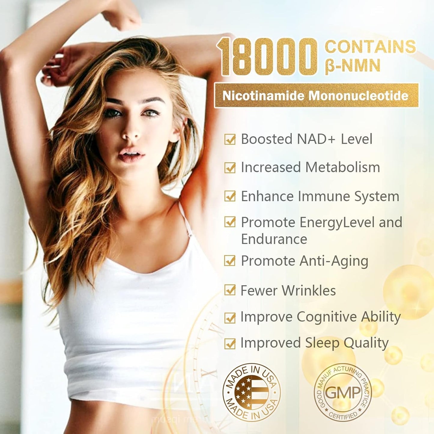 KFG NMN 18000 Nicotinamide Mononucleotide Supplement with Resveratrol, Stabilized Form & 99% High Purity 60 Capsules
