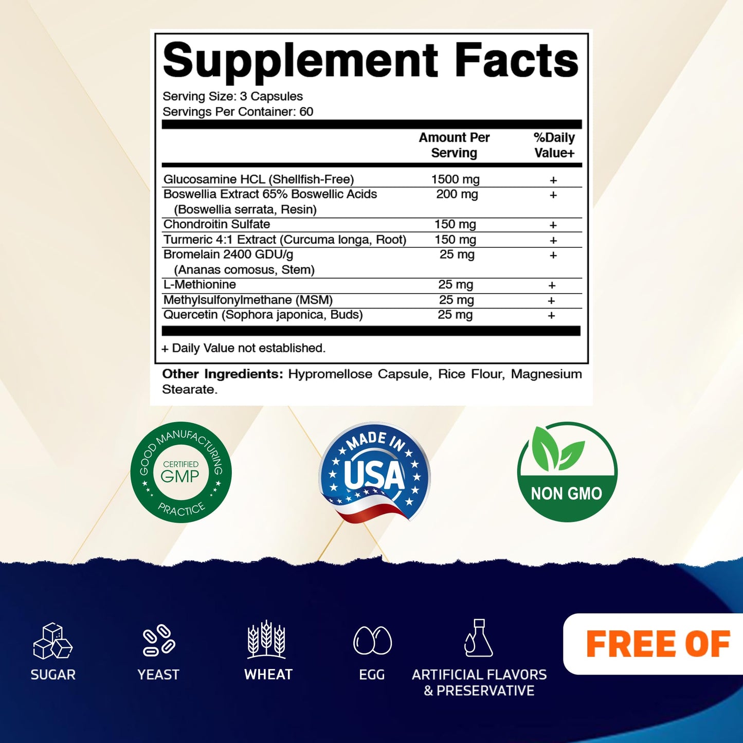 Vitamatic Glucosamine Chondroitin MSM Veggie Capsules, 180 Count