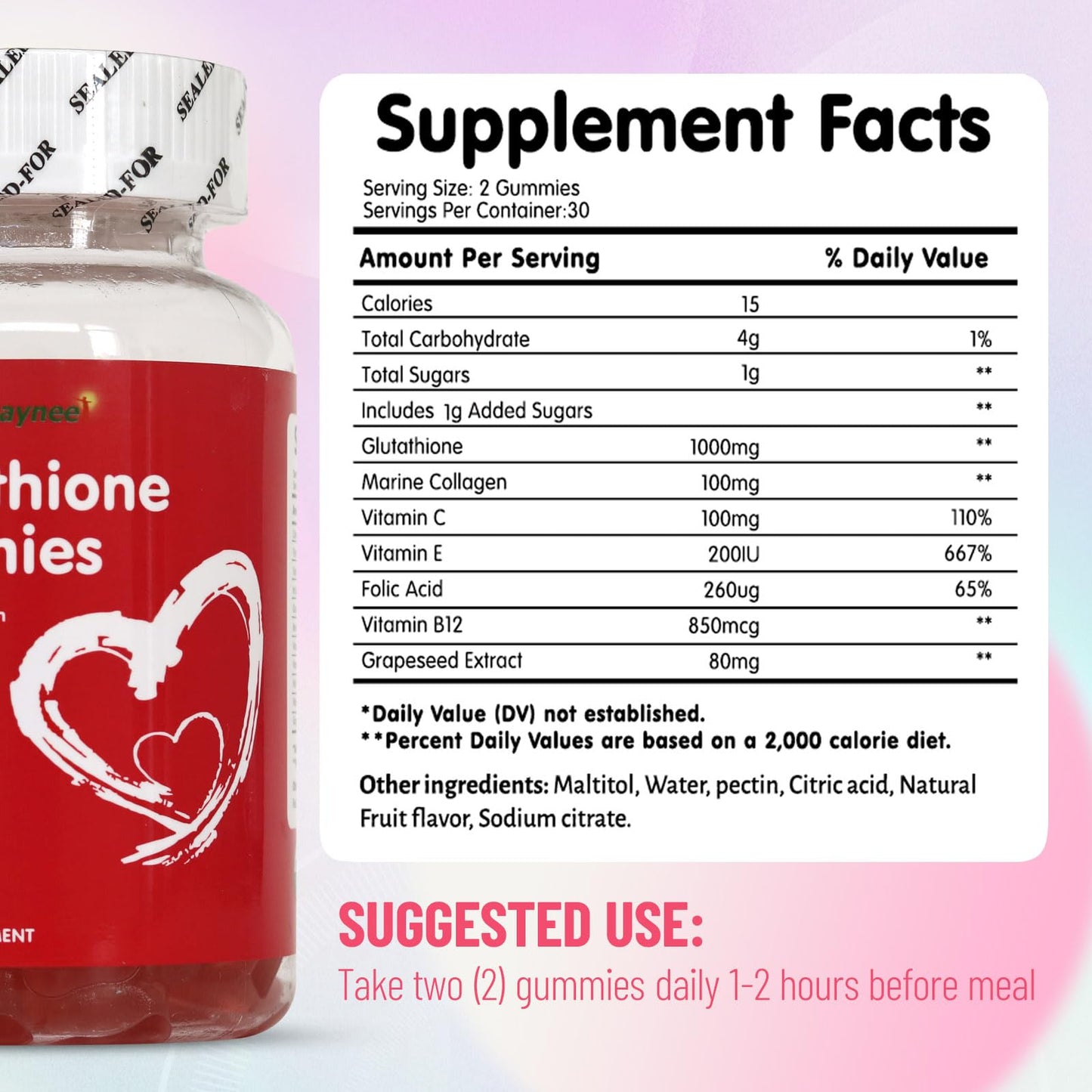 Wins Town Glutathione Gummies 1000mg, 60 Count