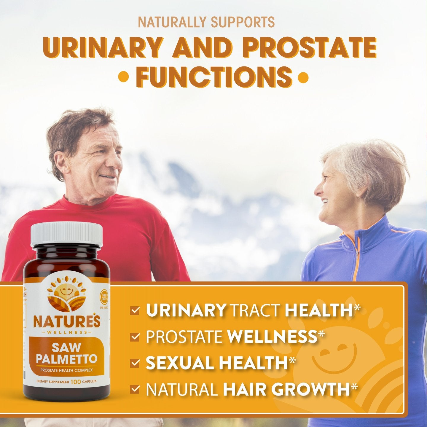 Natures Wellness 1000mg Saw Palmetto Prostate Supplement Capsules 100 Count