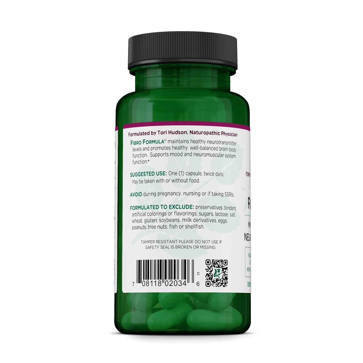 Vitanica FibroFormula Neuromuscular Relaxation & Neurotransmitter Support Supplement with 5-HTP, Pea, Saffron & Magnesium, Vegan, 60 Capsules