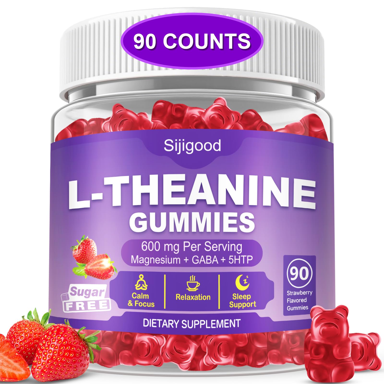 Sijigood L-Theanine Gummies for Kids & Adults (90 Count)