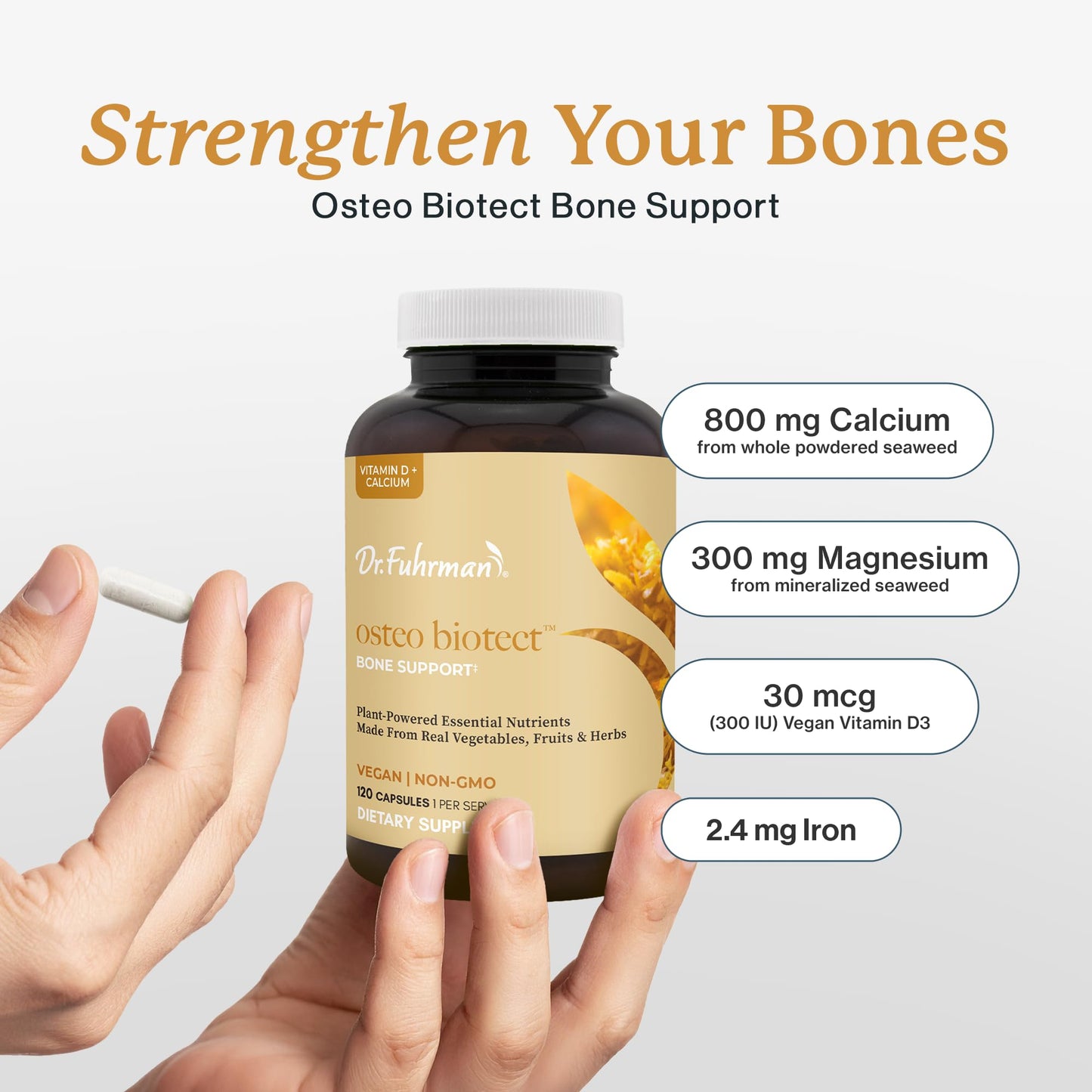 Dr. Fuhrman Osteo-Biotect Organic Calcium Bone Health Supplement Capsule 120 Count