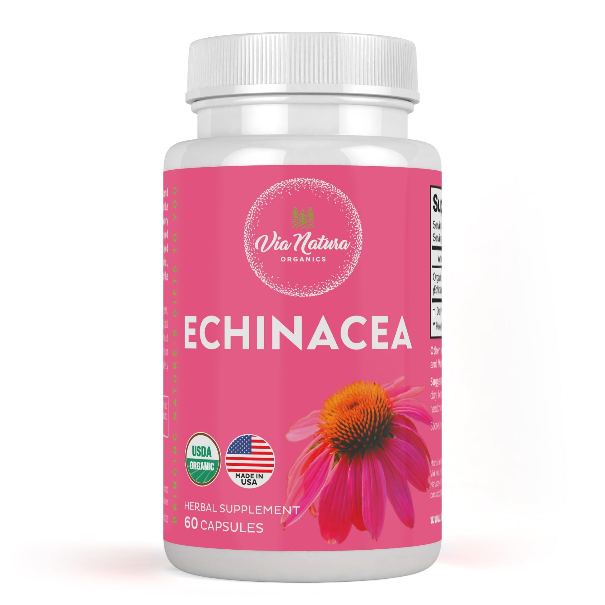 Via Natura Organics Echinacea Supplement 60 Capsules