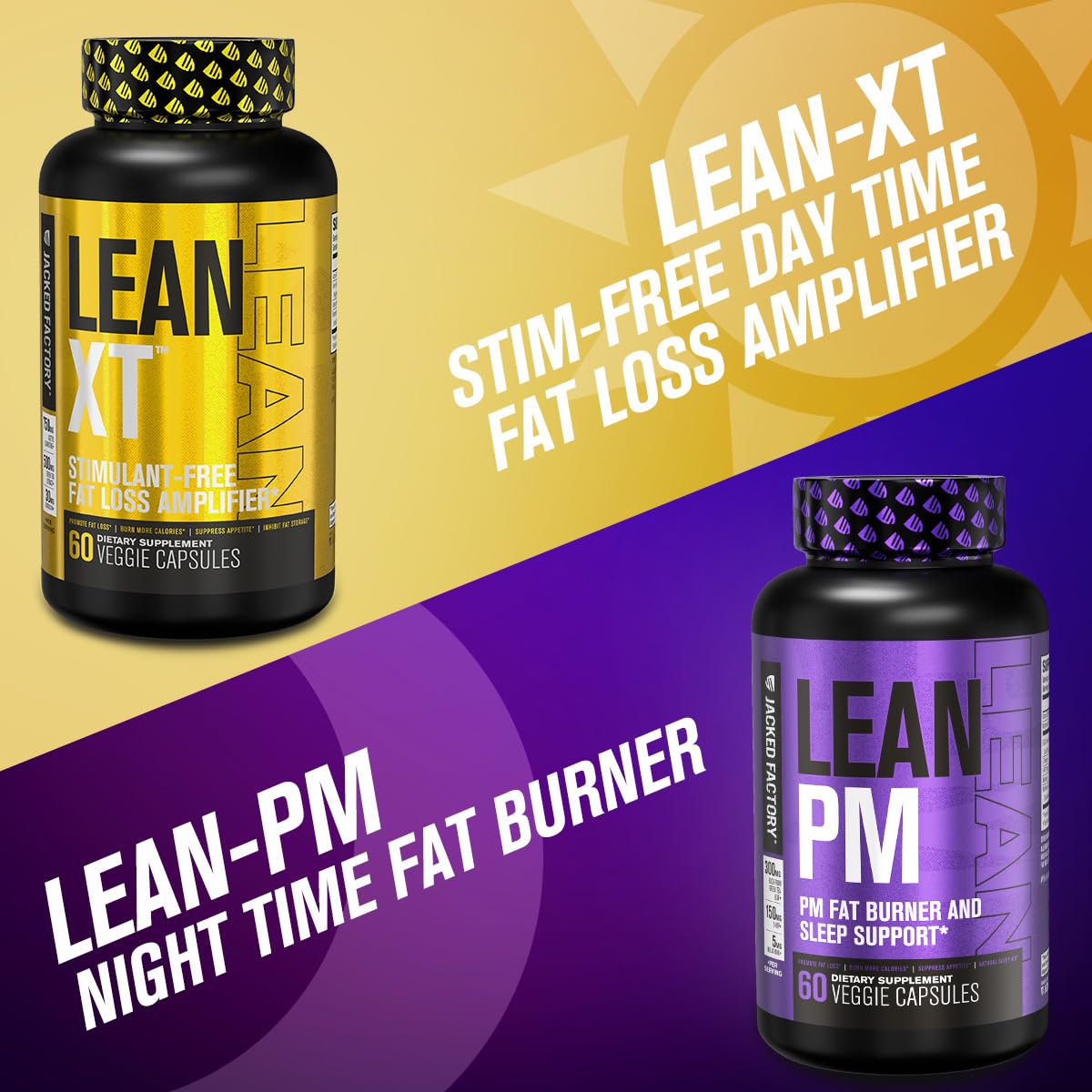 Jacked Factory Lean-XT Caffeine Free Fat Burner Capsules, 60 Capsules