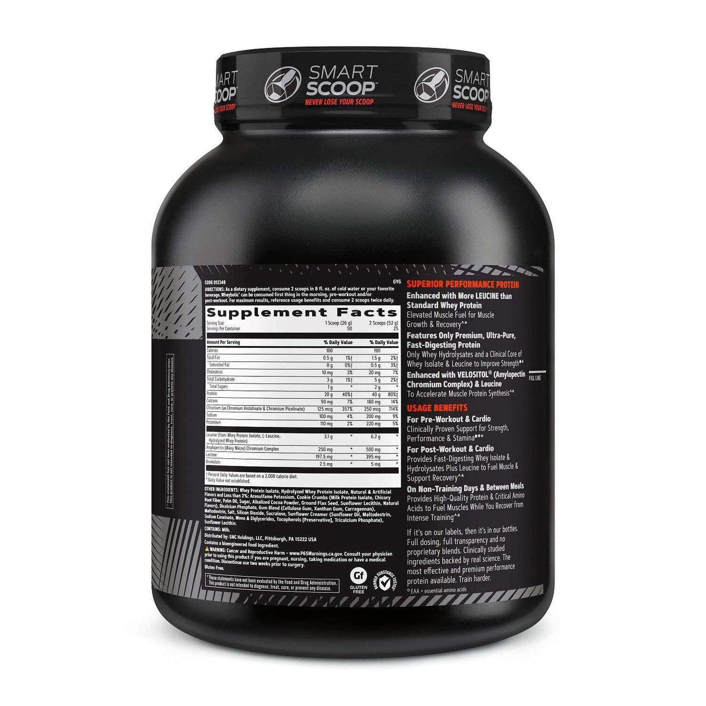 GNC AMP Wheybolic Clinically Proven Protein Powder Cookies and Cream 25 Servings