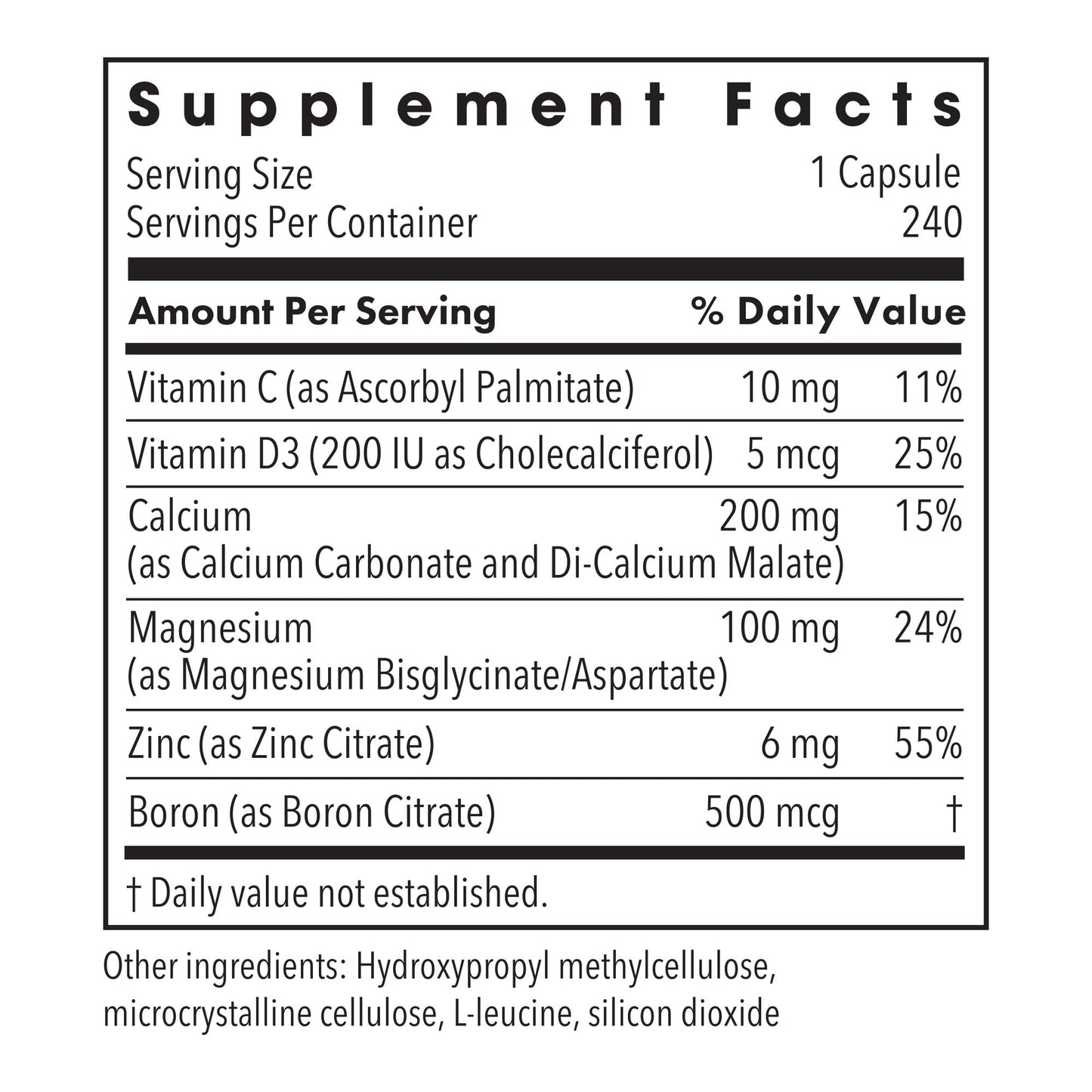 Metabolic Maintenance Cal Mag Zinc with Vitamin D 240 Capsules