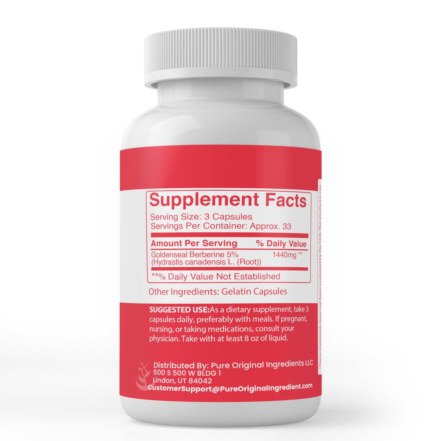 Pure Original Ingredients Berberine Capsules, 100 Count