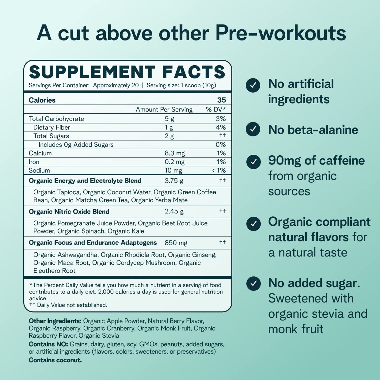 Ora Organic Pre Workout Powder Berry Beet Flavor 7.1 Ounce