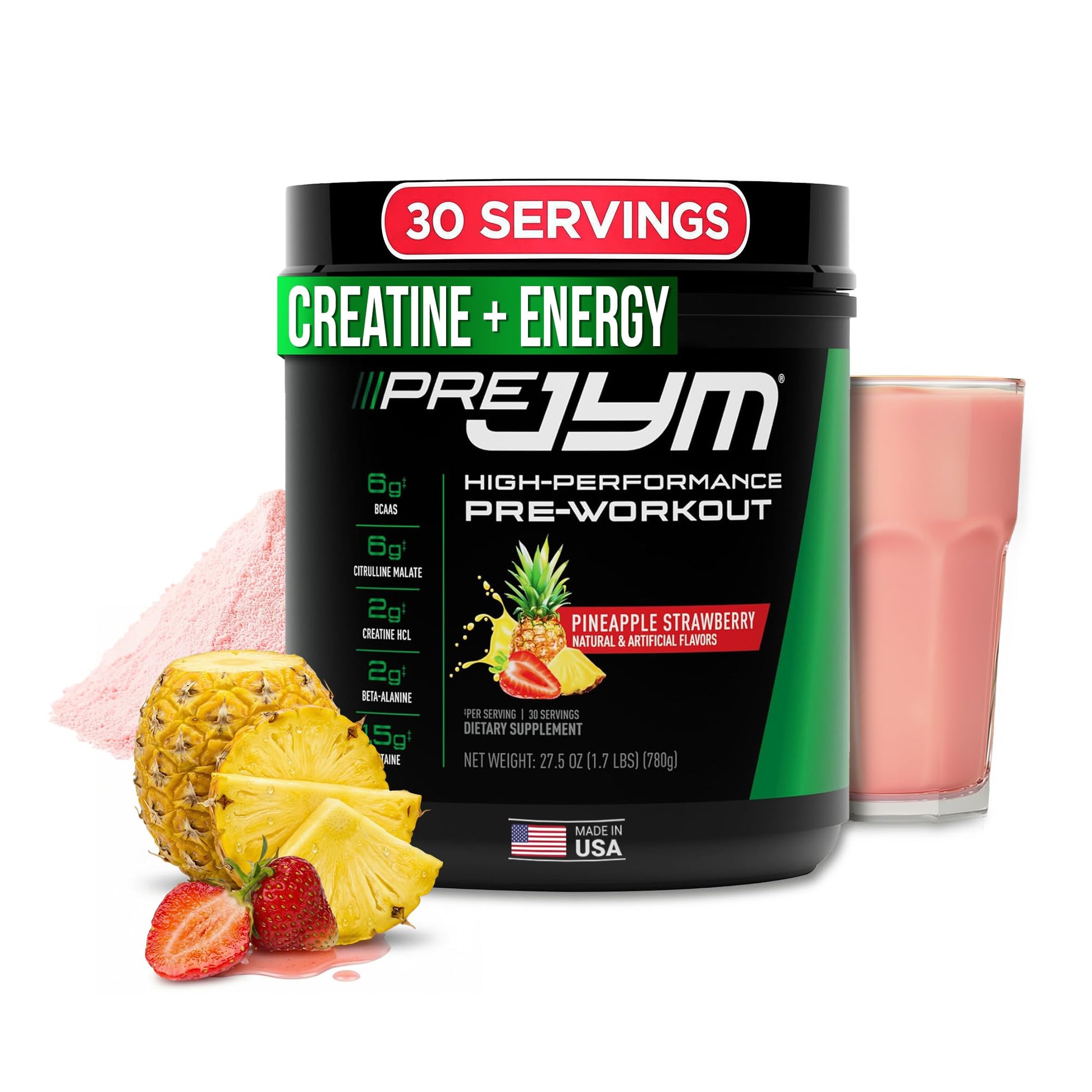 JYM Supplement Science Pre JYM Pineapple Strawberry Pre Workout Powder 27