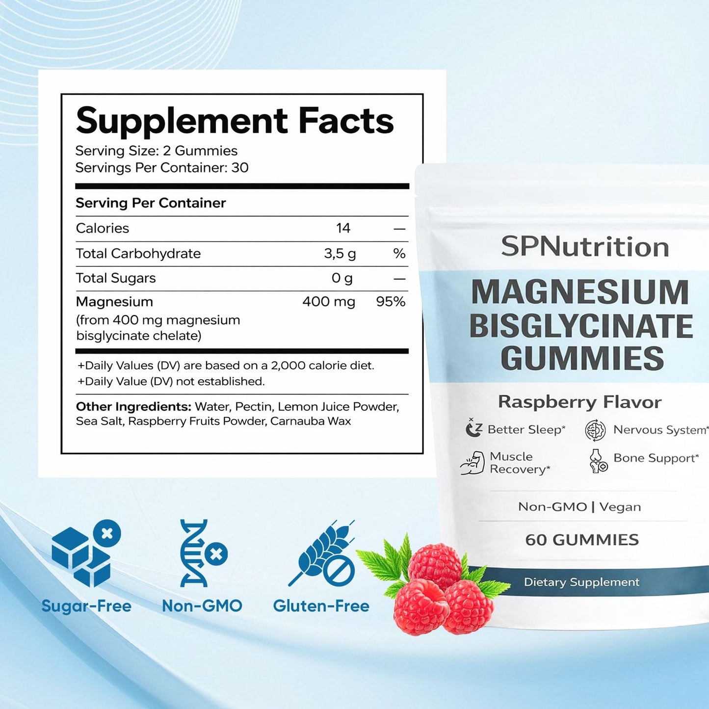 WXDOAU Magnesium Bisglycinate Gummies 60 Gummies