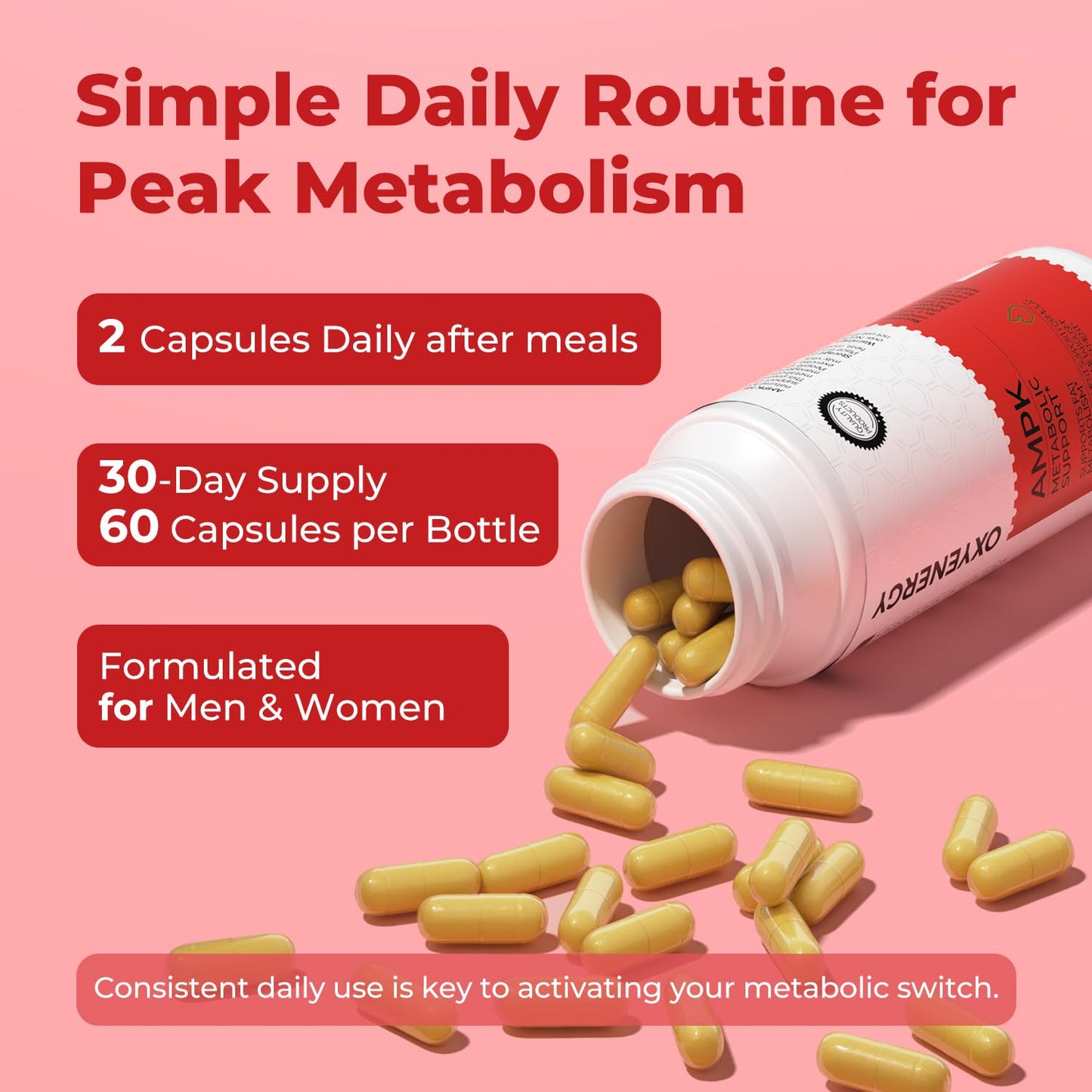 OxyEnergy AMPK Metabolic Activator Weight Loss Supplement, 60 Capsules