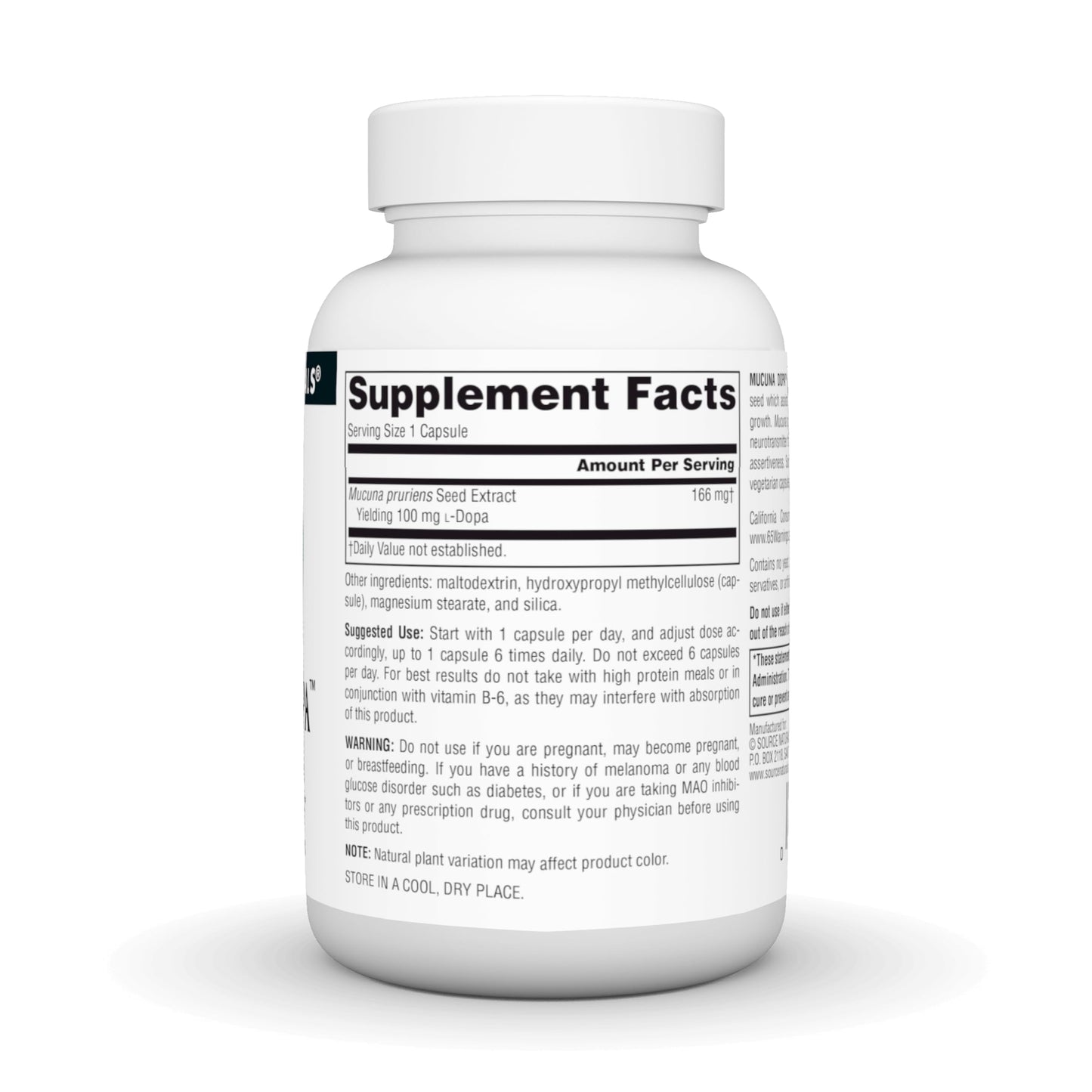 Source Naturals Mucuna Dopa for Mood & Performance, 100 mg, 120 Capsules