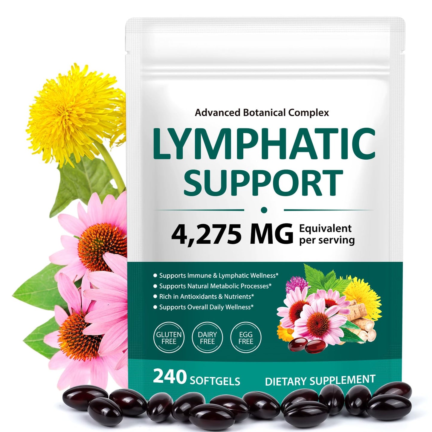 MXCZBSM Lymphatic Drainage Supplements Softgels 240 Count
