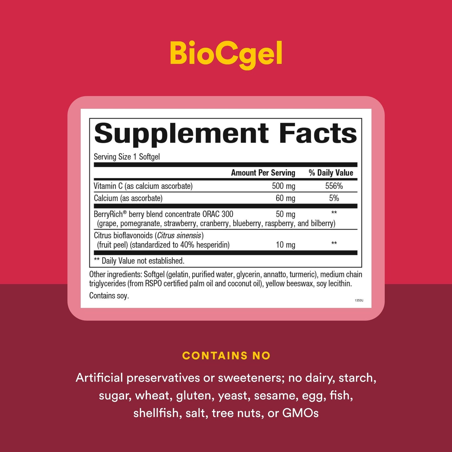 Natural Factors BioCgel Buffered Vitamin C with BerryRich Softgels, 90 Count