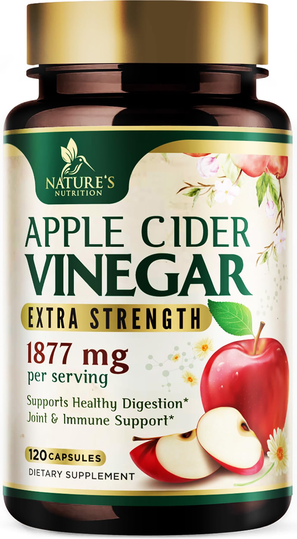 Nature's Nutrition Apple Cider Vinegar Capsules, 120 Count
