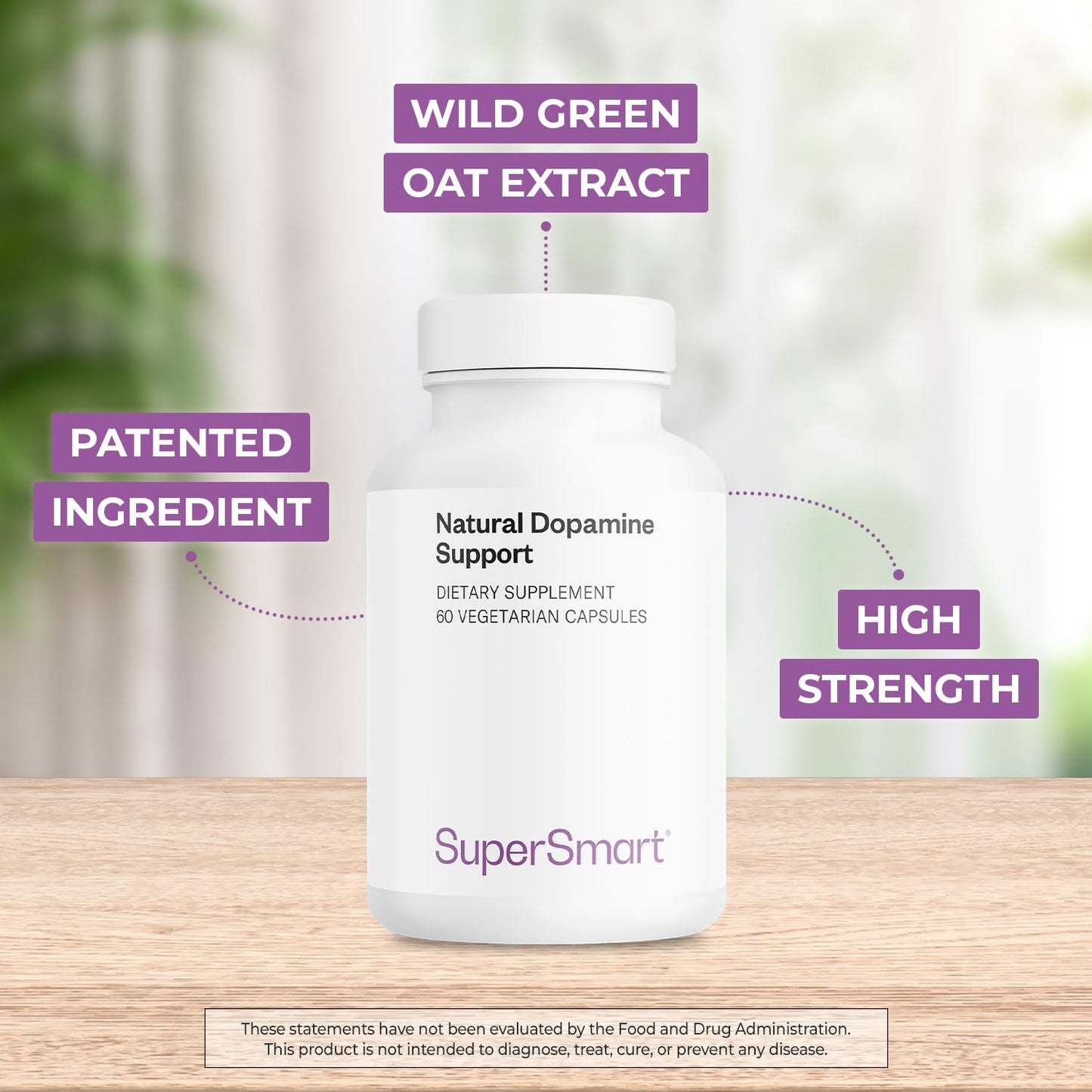 Supersmart Natural Dopamine Support 800 mg Per Day - Neuravena Extract of Avena Sativa Standardized to 0.3% Isovitexin - Brain Supplement, Non-GMO & Gluten Free, 60 Vegetarian Capsules