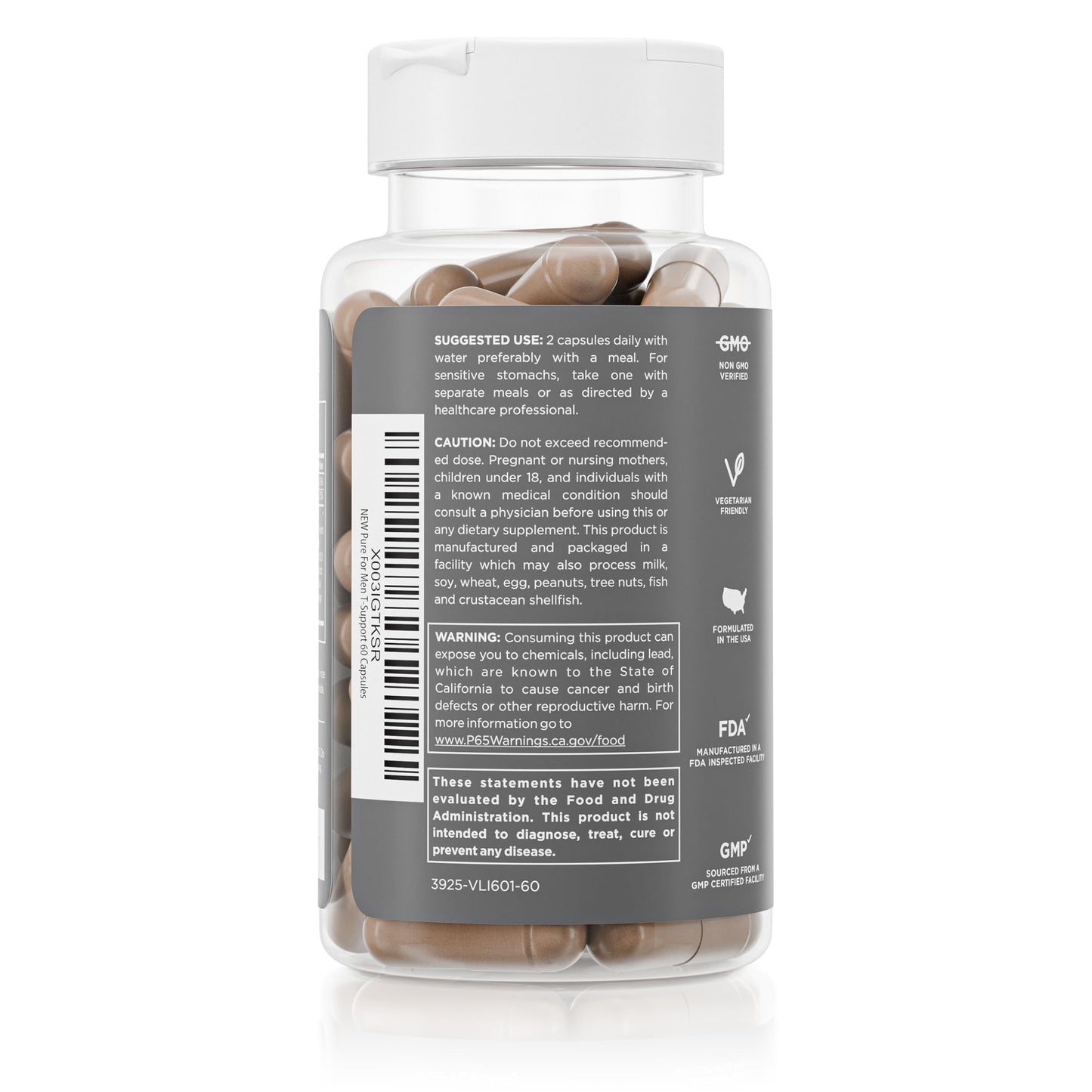 Pure for Men T-Support Supplement, 60 Capsules