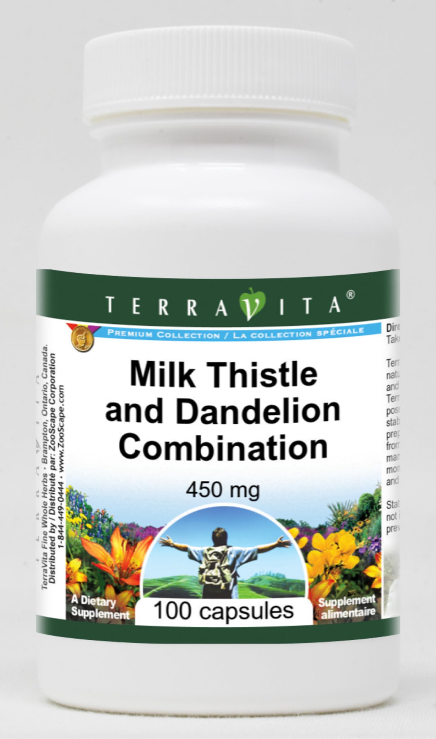 Terravita Milk Thistle and Dandelion Combination - 450 mg Capsules, 300 Count