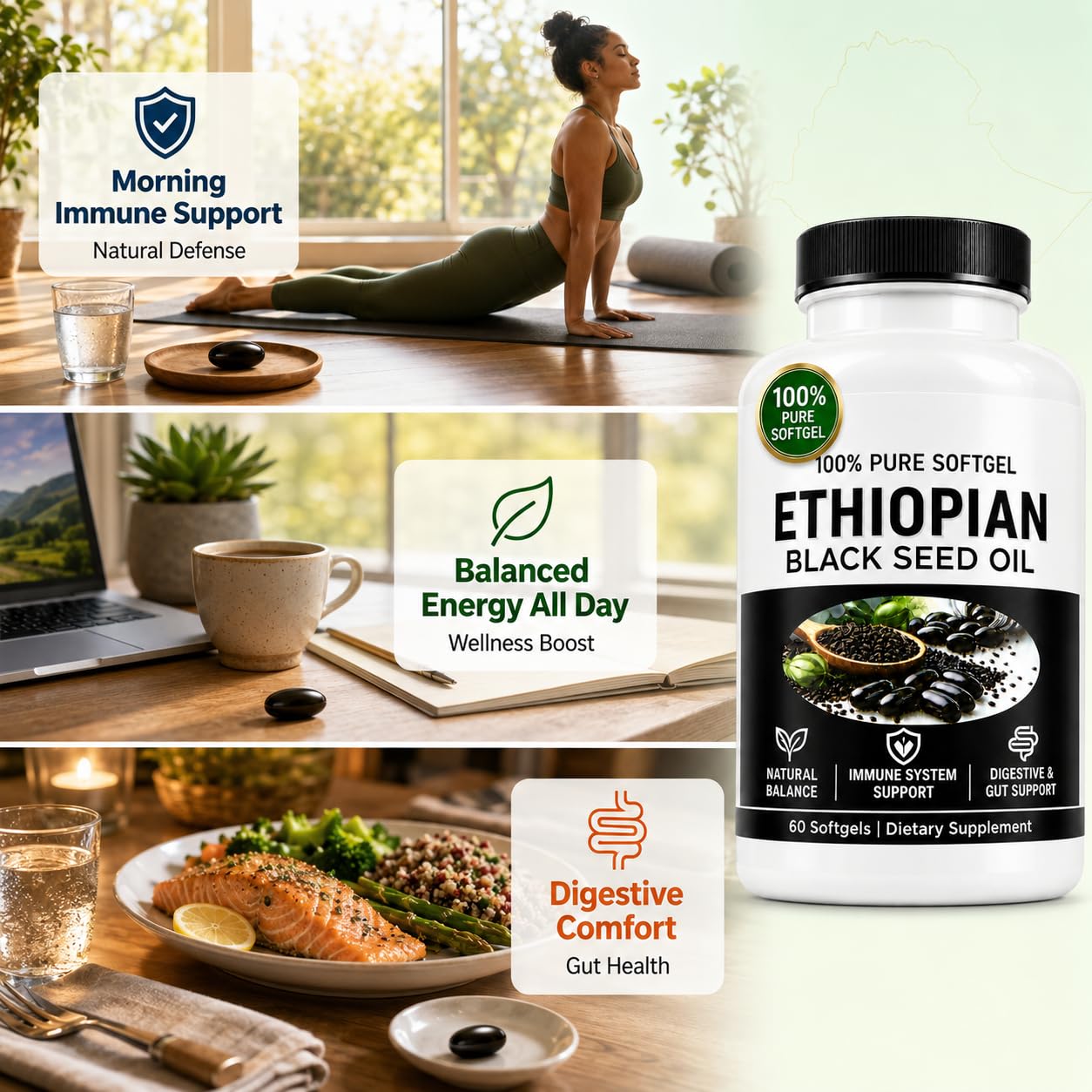UBOMOPI Ethiopian Black Seed Oil Softgel 60 Count