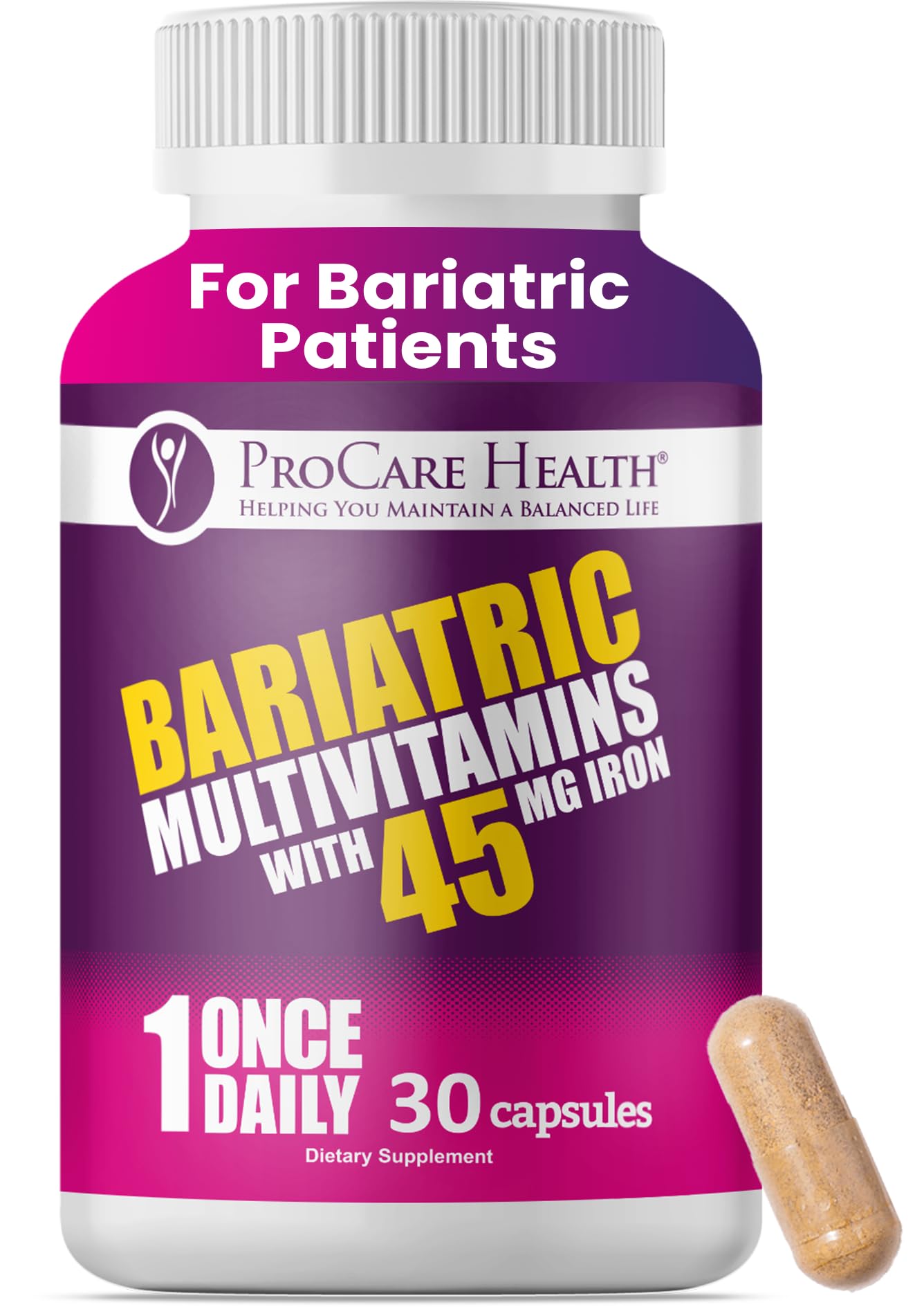 ProCare Health Bariatric Multivitamin with 45mg Iron, 30 Capsules