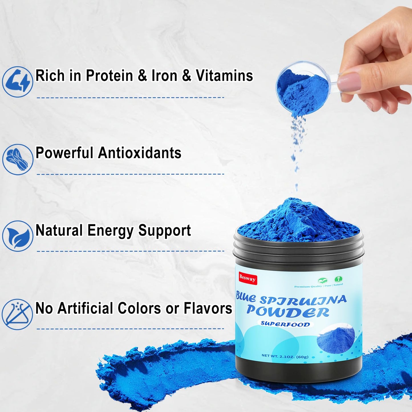 Besway Blue Spirulina Powder 2.12 Ounce