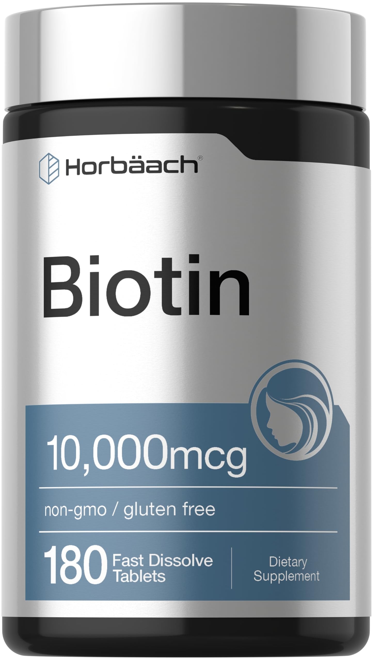 Horbäach Biotin 10000mcg Fast Dissolve Tablets 180 Count