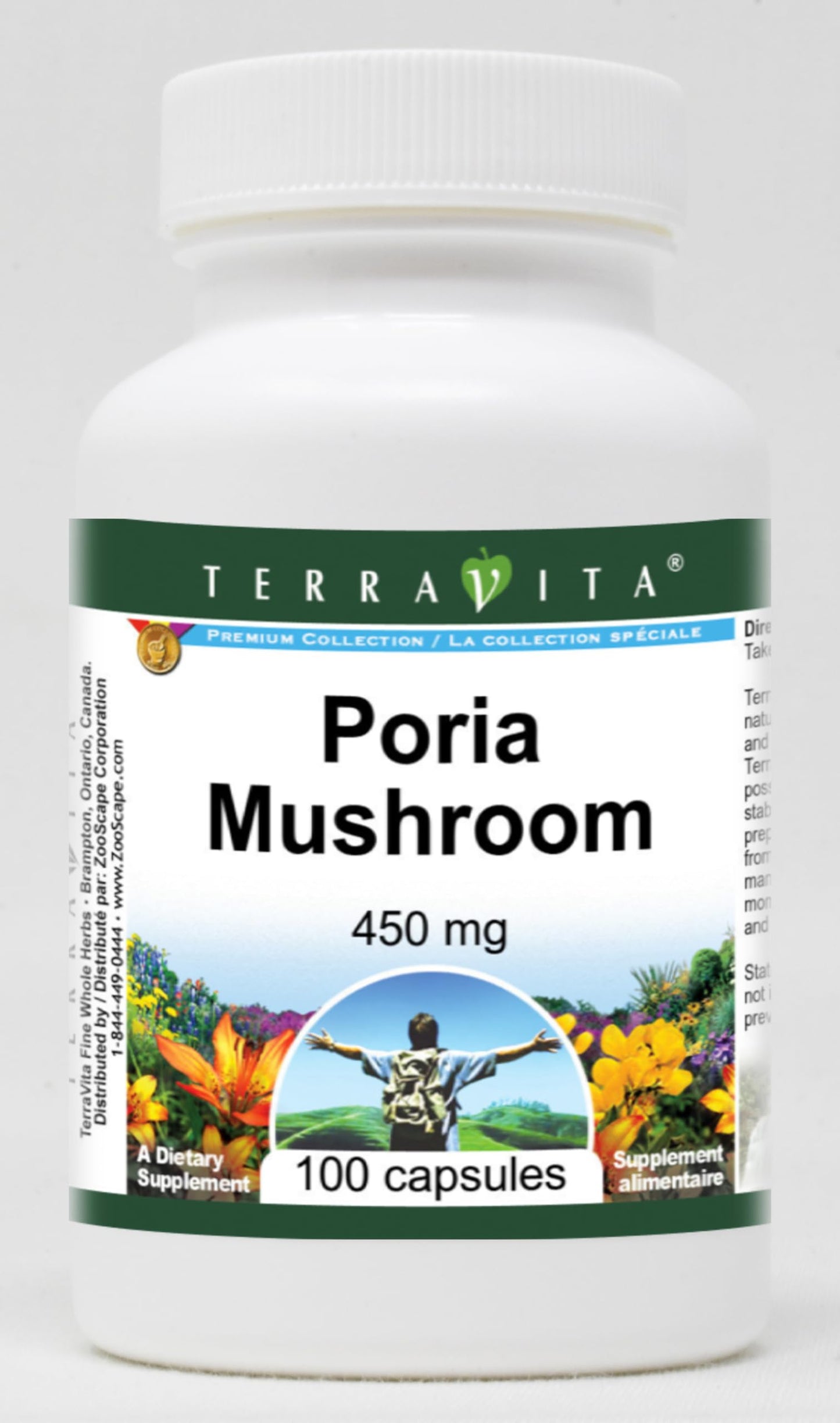 Terravita Poria Mushroom 450 mg Capsules, 100 Count