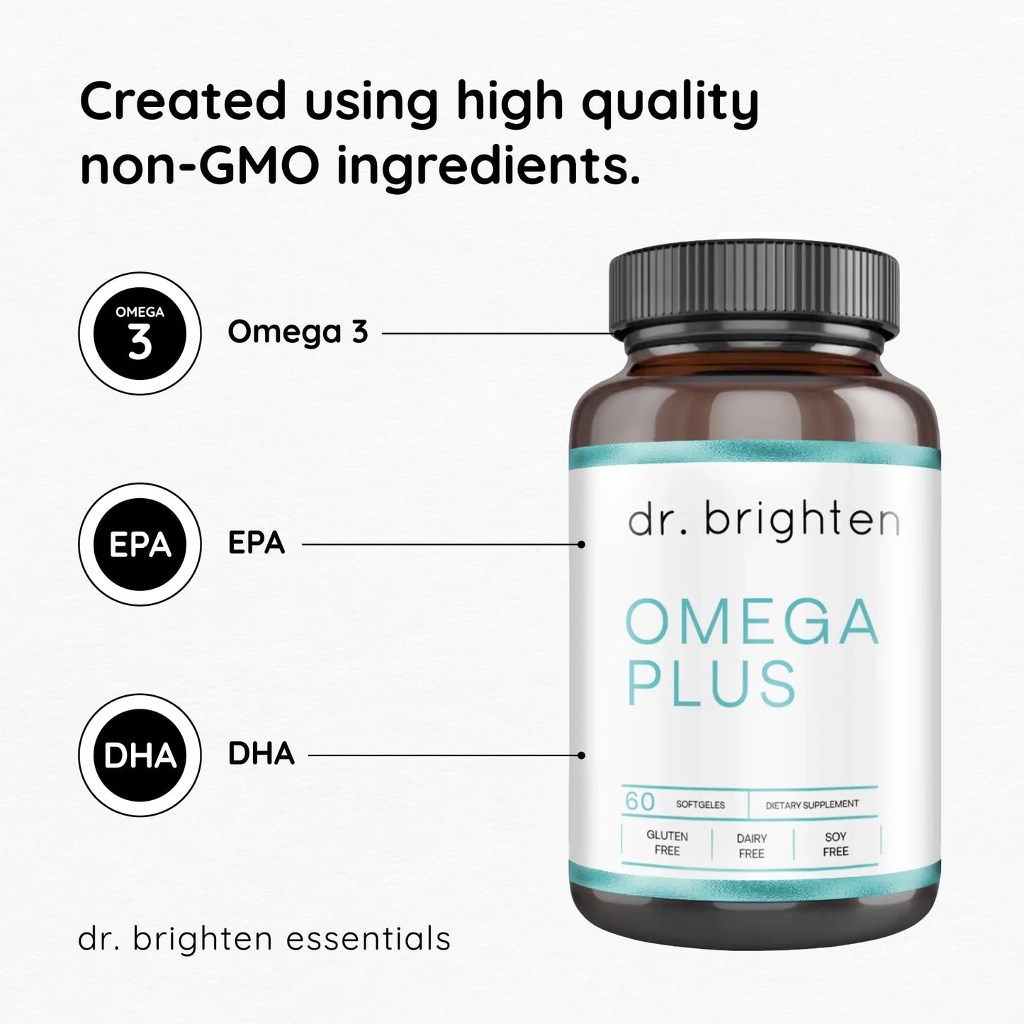 Dr. Brighten Omega Plus 1500 mg EPA/DHA Non-GMO Fish Oil Softgel 60 Count
