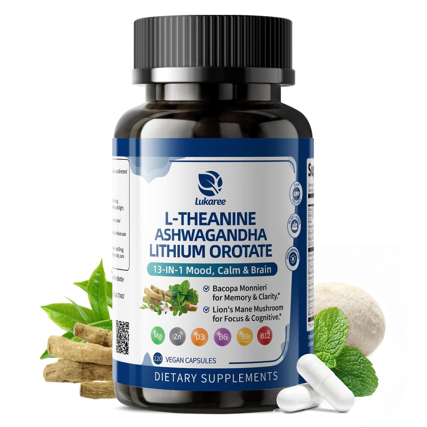 Lukaree Lithium Orotate 5/10mg Capsules, 120 Count