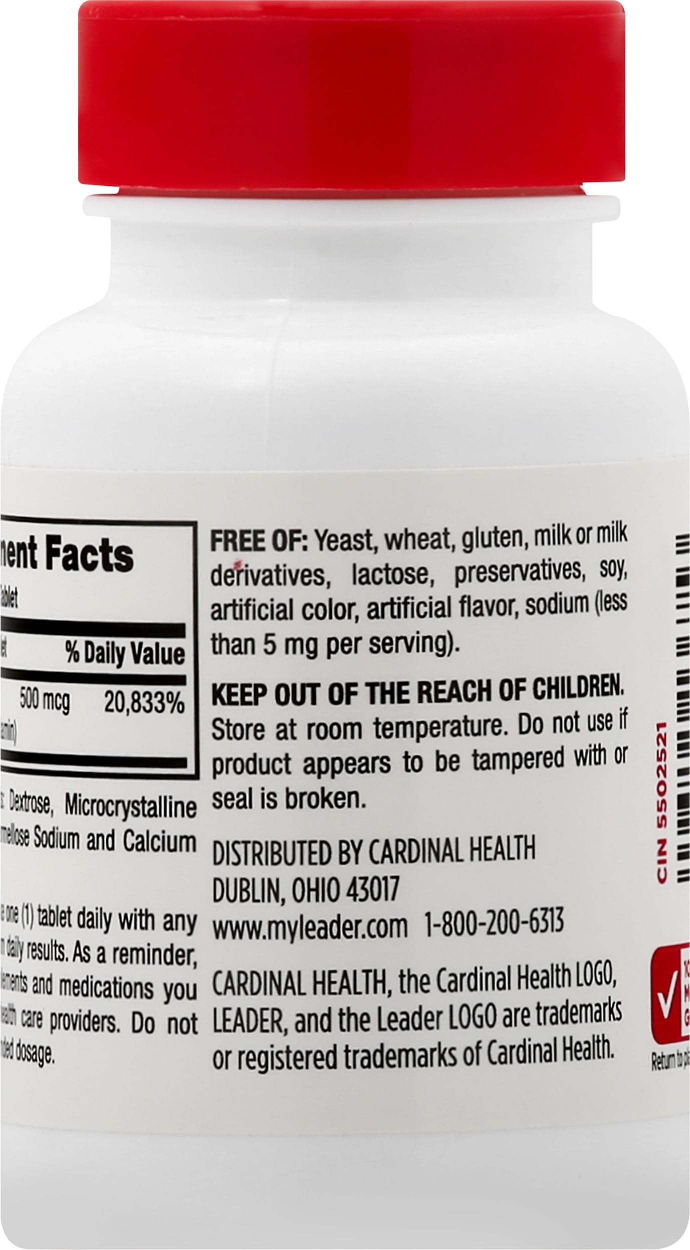 Leader Vitamin B-12 500MCG Tablets 100