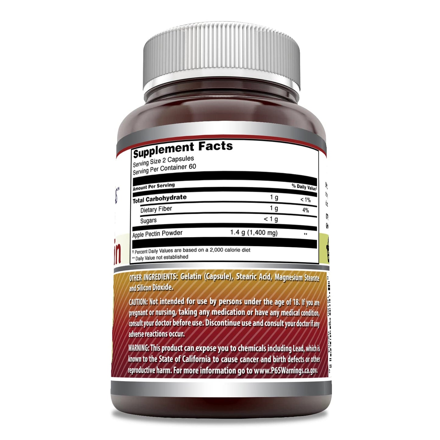 Amazing Nutrition Apple Pectin 1400 mg Capsule, 120 Count