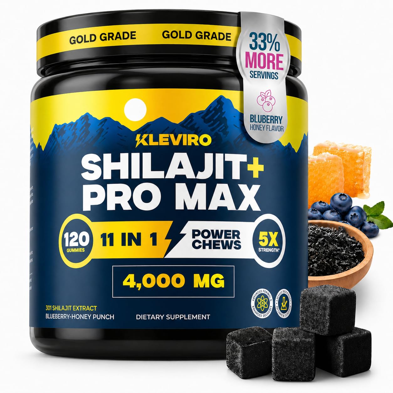 KLEVIRO Shilajit Pro Max for Men Gummies 120 Count