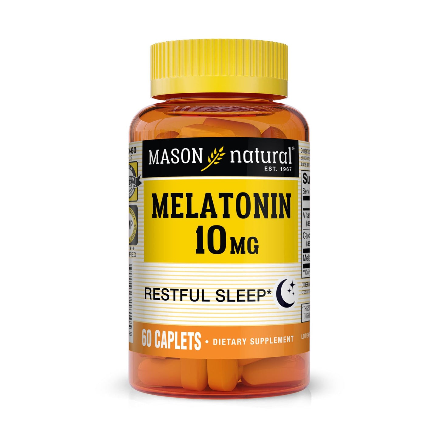 Mason Natural Melatonin 3 mg with B6 & Calcium Caplets, 60 Caplets