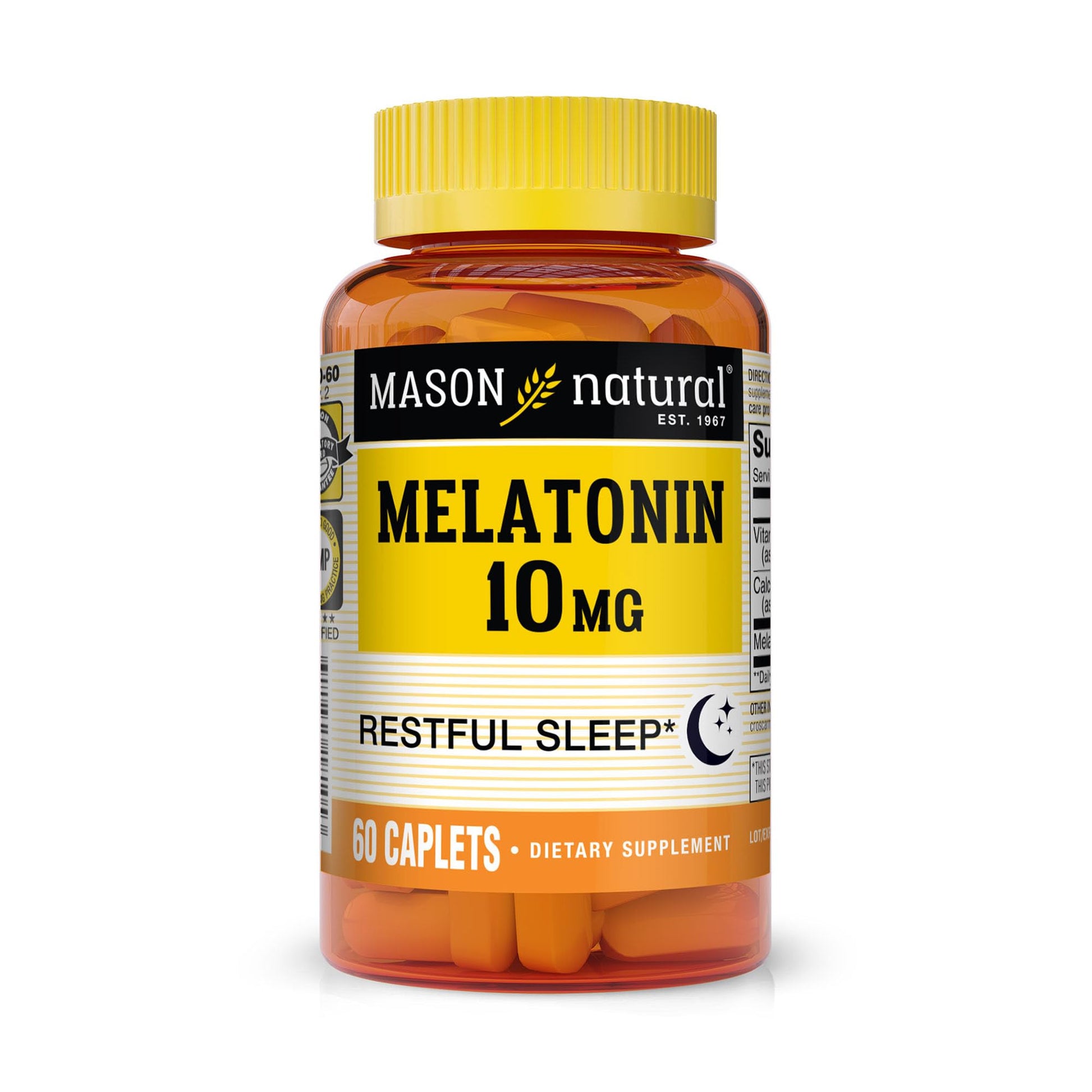 Mason Natural Melatonin 3 mg with B6 & Calcium Caplets, 60 Caplets