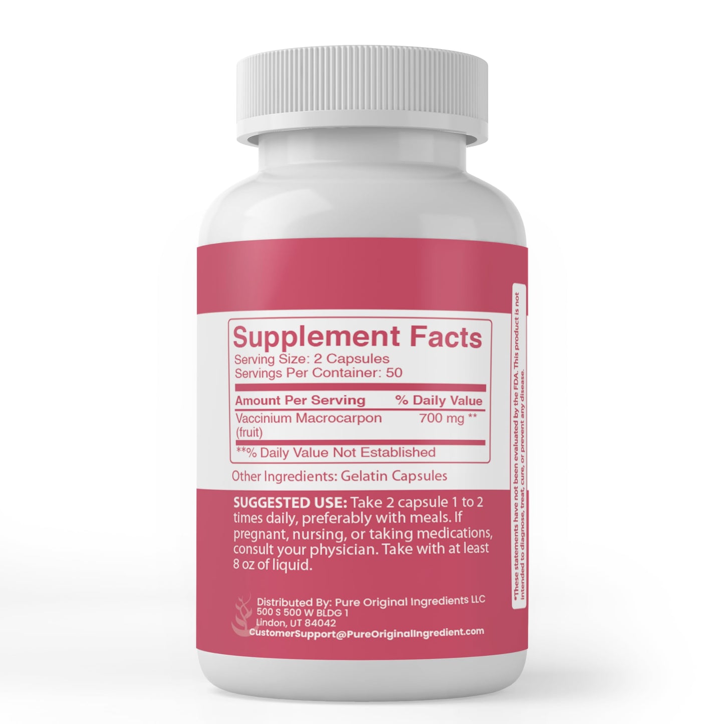 PURE ORIGINAL INGREDIENTS Cranberry Extract Capsules 100 Count