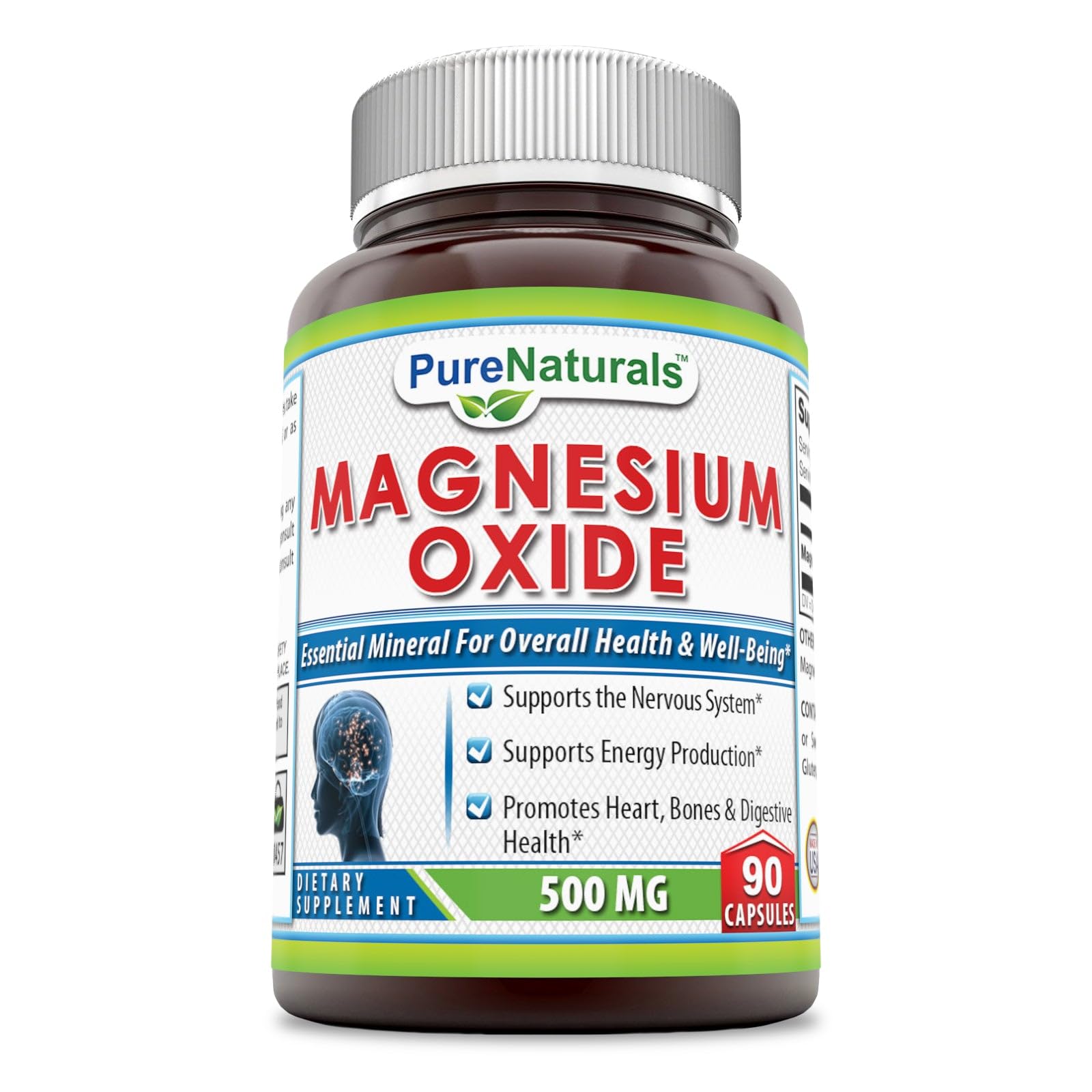 Pure Naturals Magnesium Oxide 500 mg Capsules, 90 Count