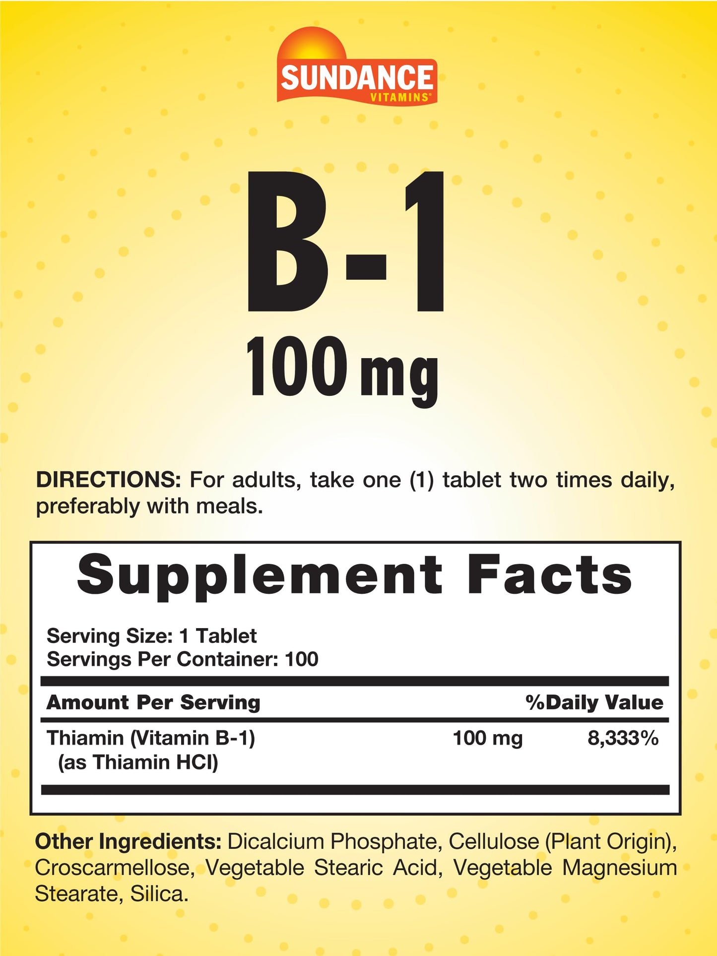 Sundance Vitamin B-1 Tablet 100 Tablets