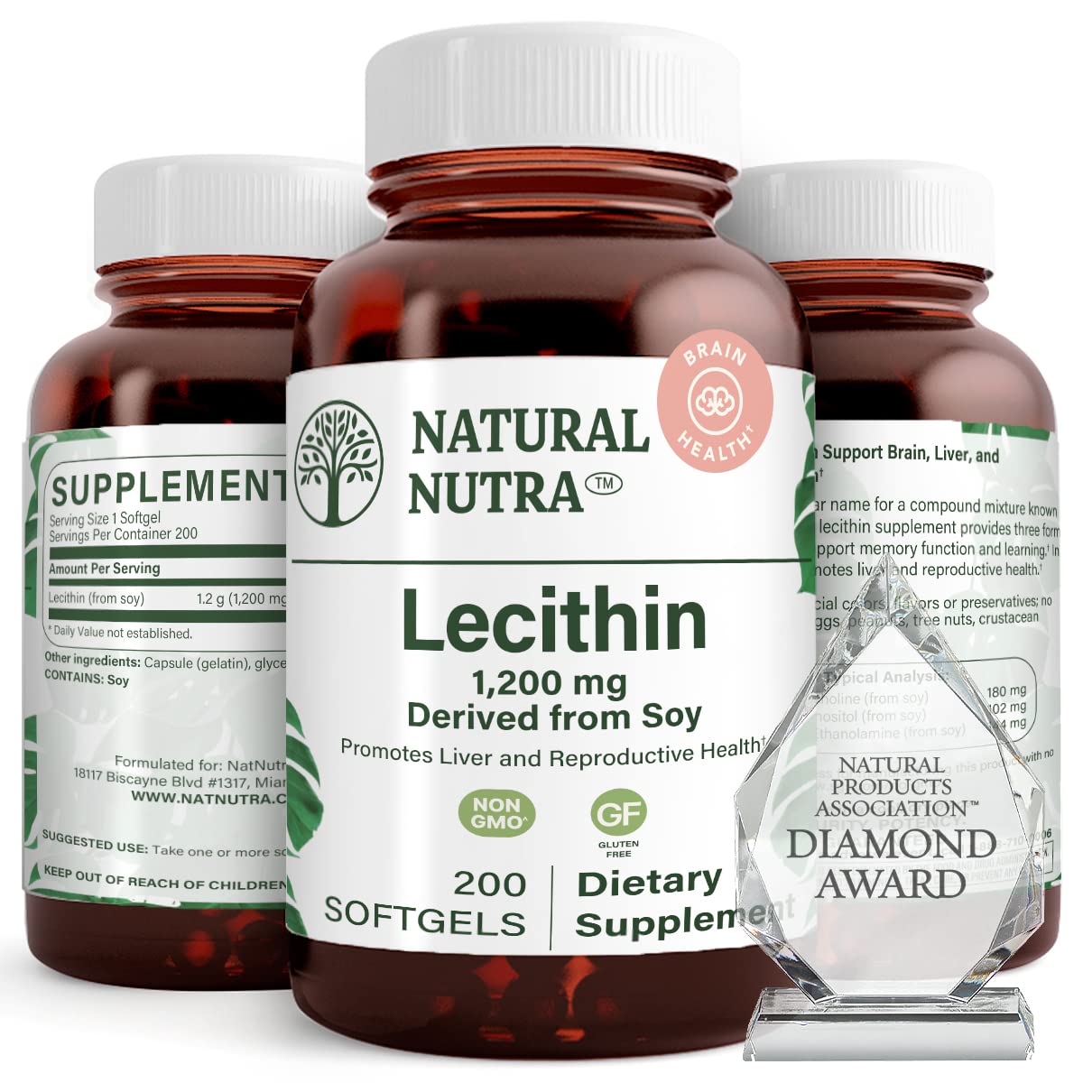 Natural Nutra Soy Lecithin 1200 mg Softgels, 200 Count