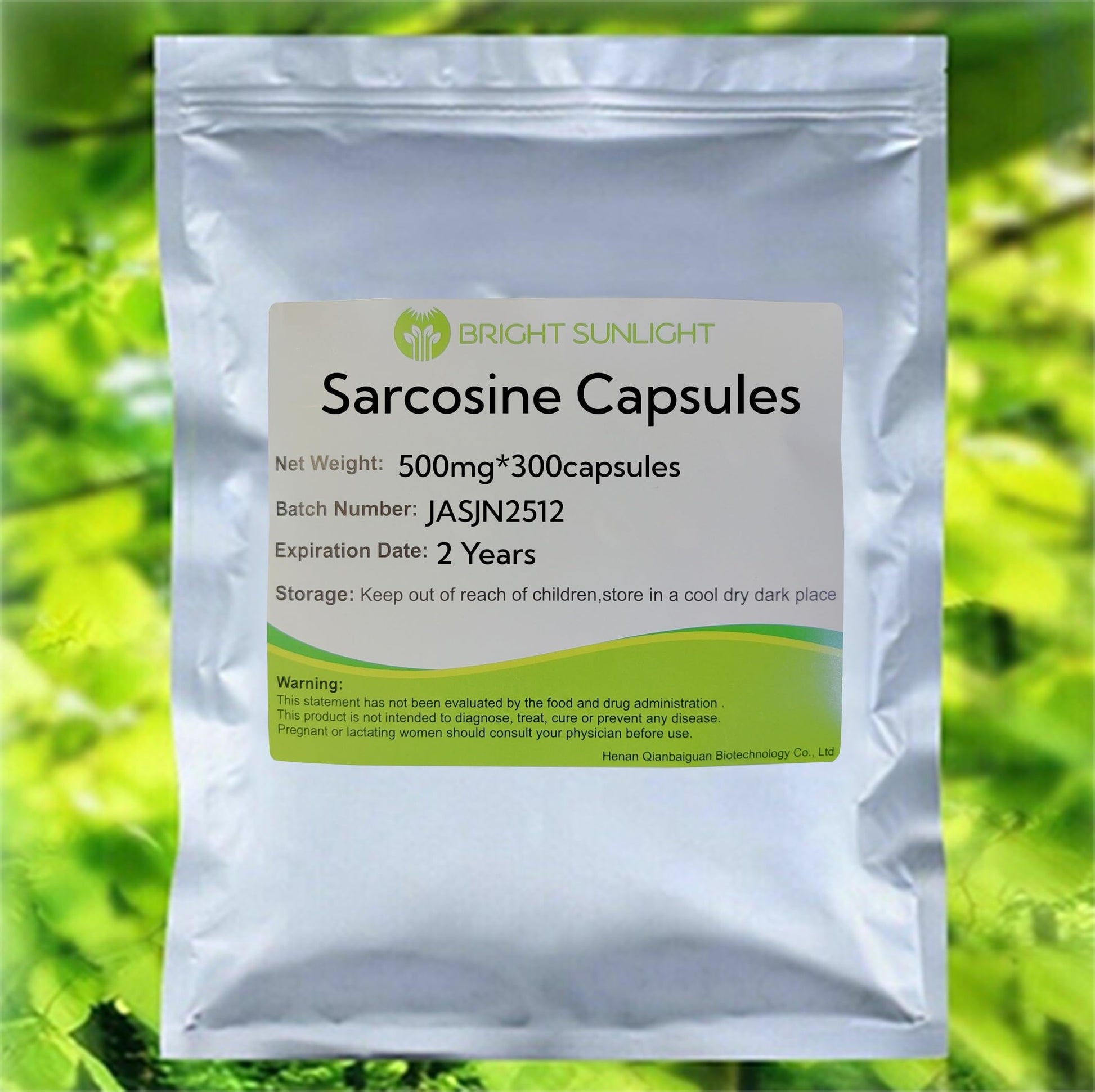 Bright sunlight Sarcosine 500mg Capsules, 300 Count