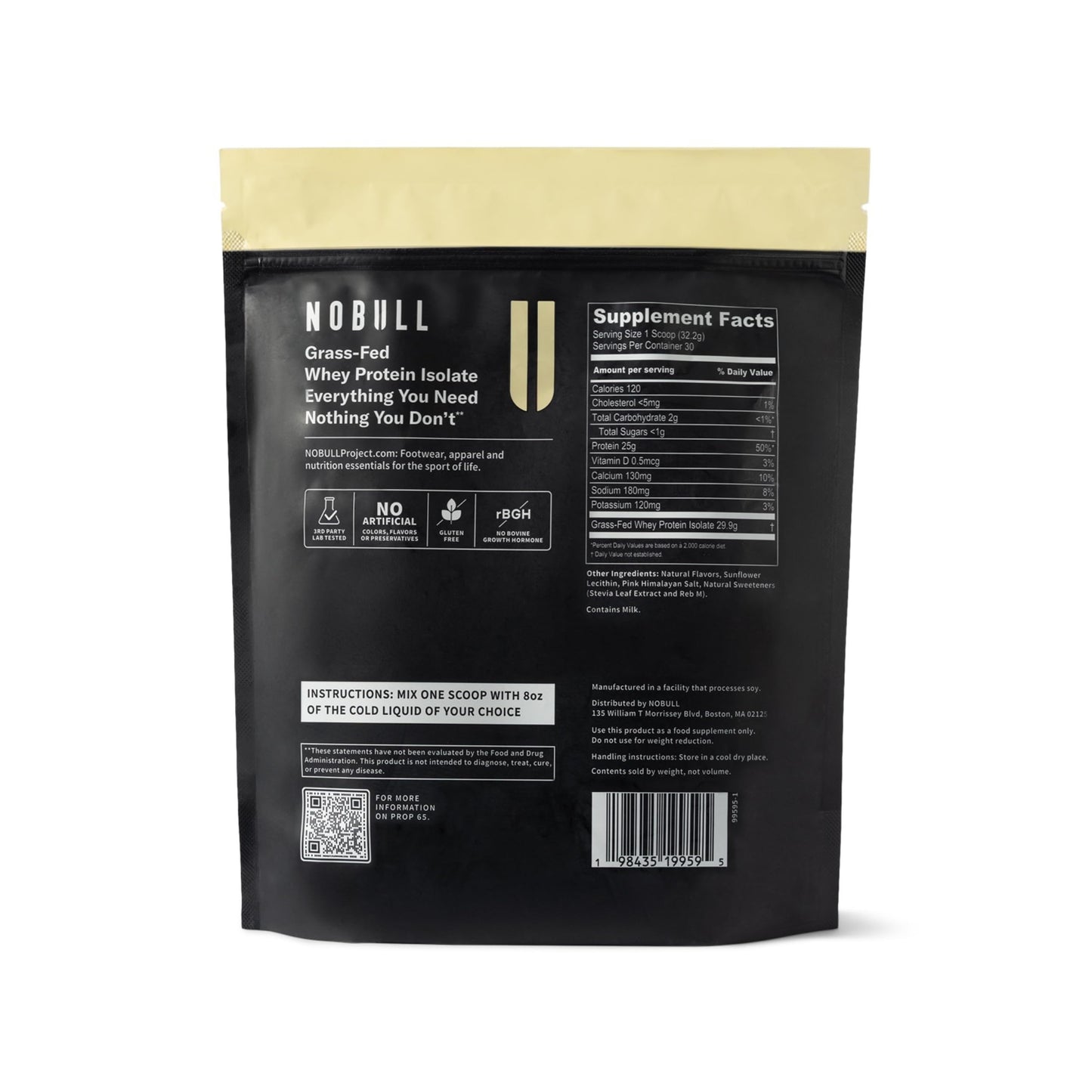 NOBULL Grass-Fed Whey Protein Isolate Powder 33.6 oz