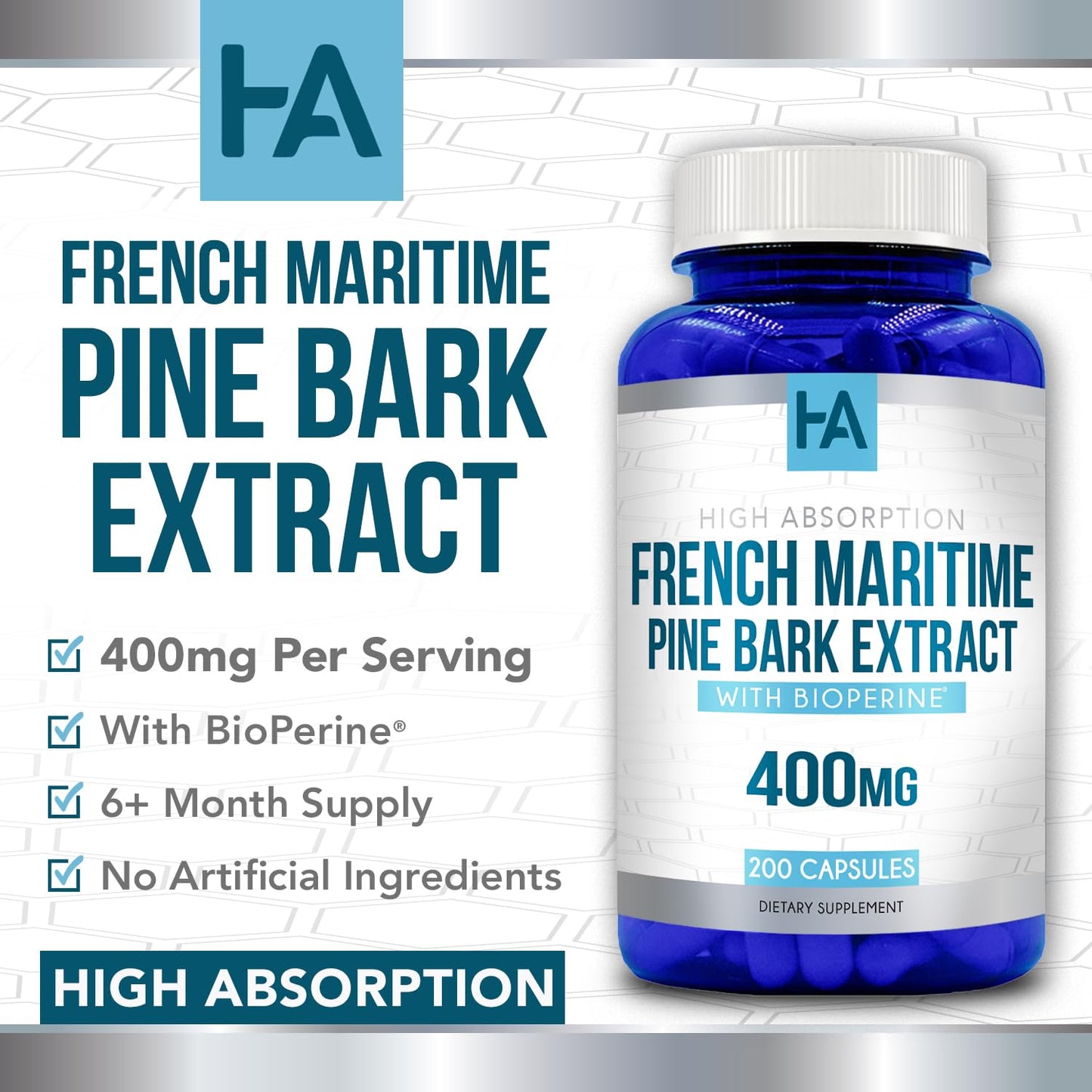 Healing Awakening French Maritime Pine Bark Extract Capsules 200 Count