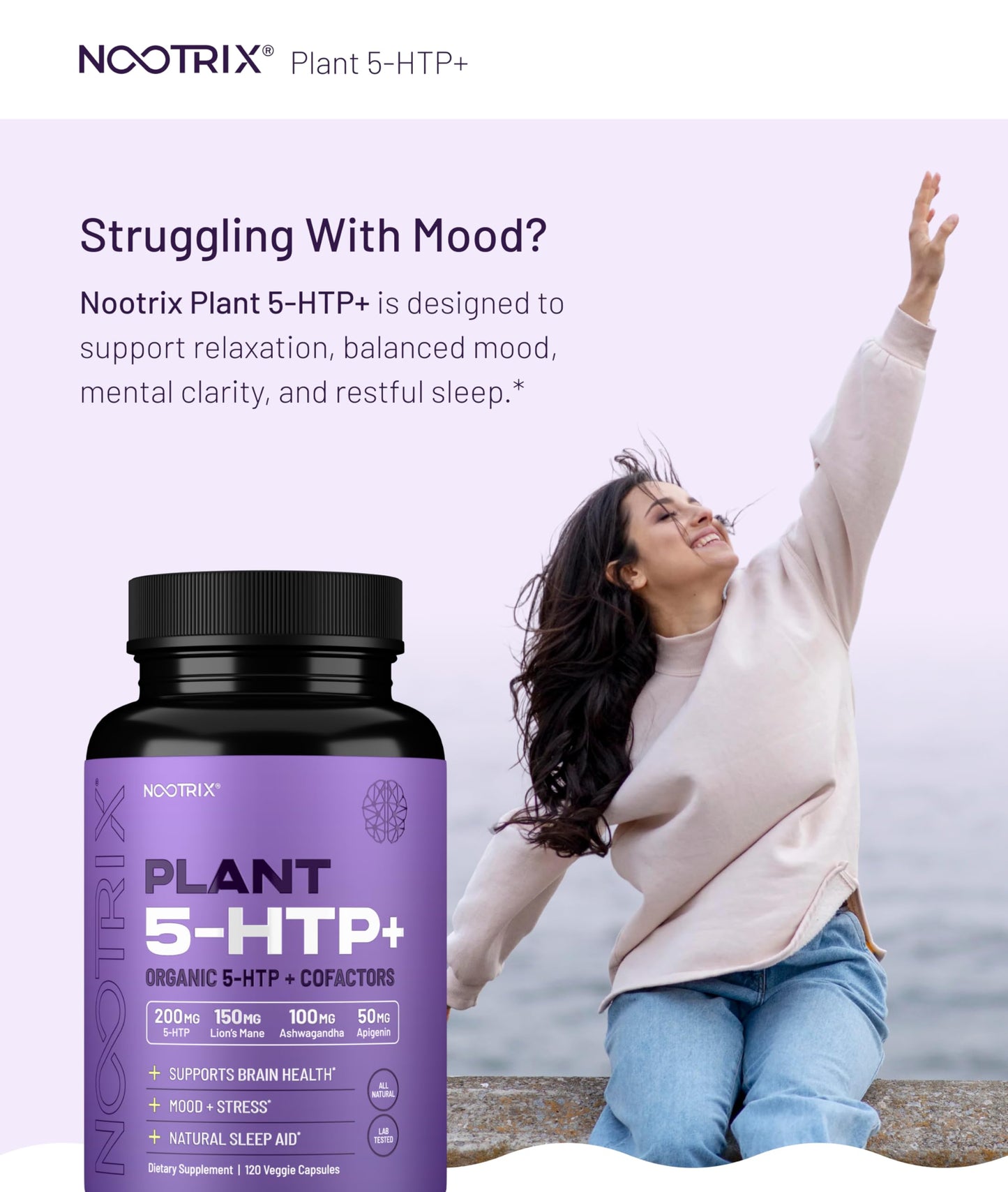 Nootrix Organic Plant 5-HTP+ Supplement Capsule, 60 Count
