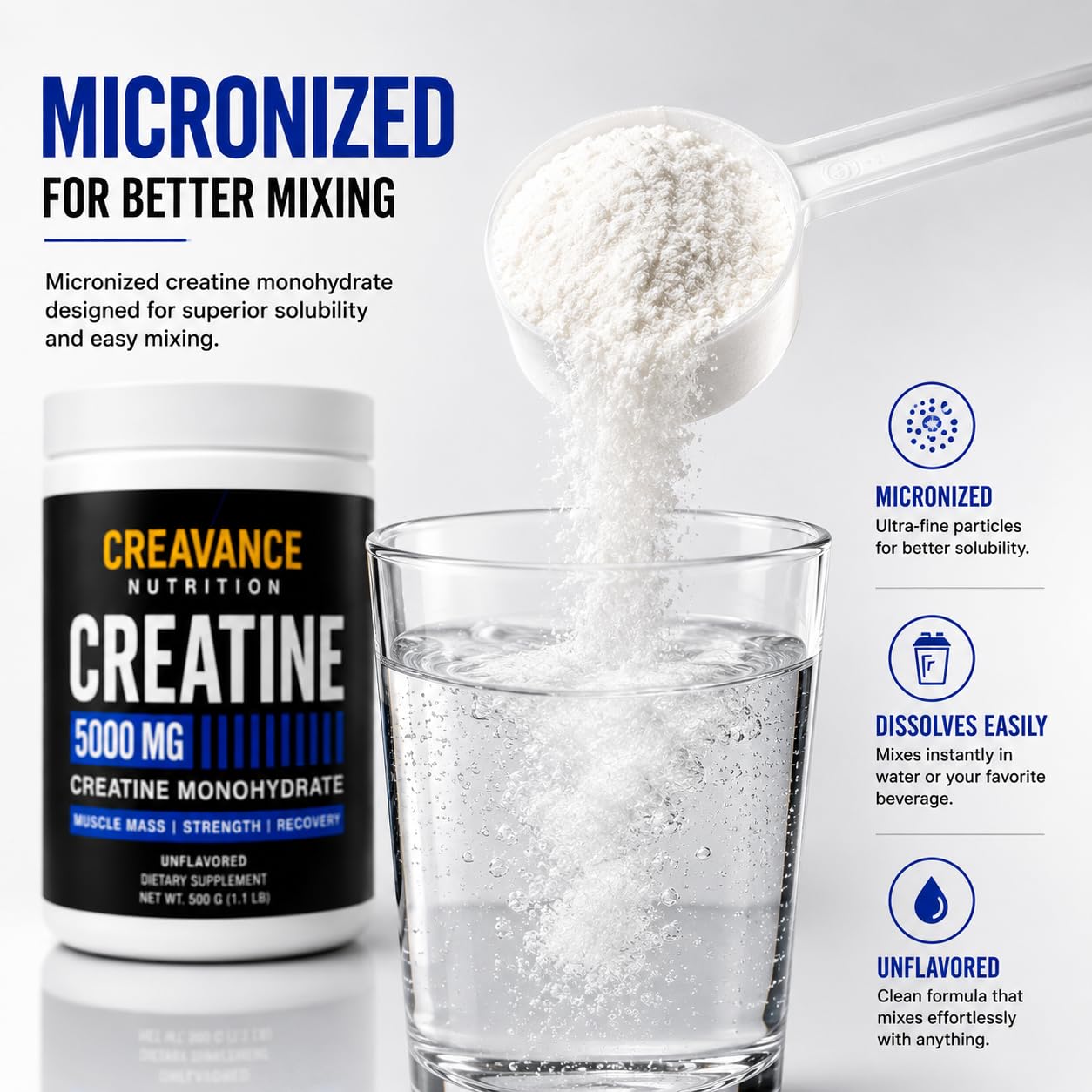 Creavance nutrition Creatine Monohydrate Powder 1.1 Pound