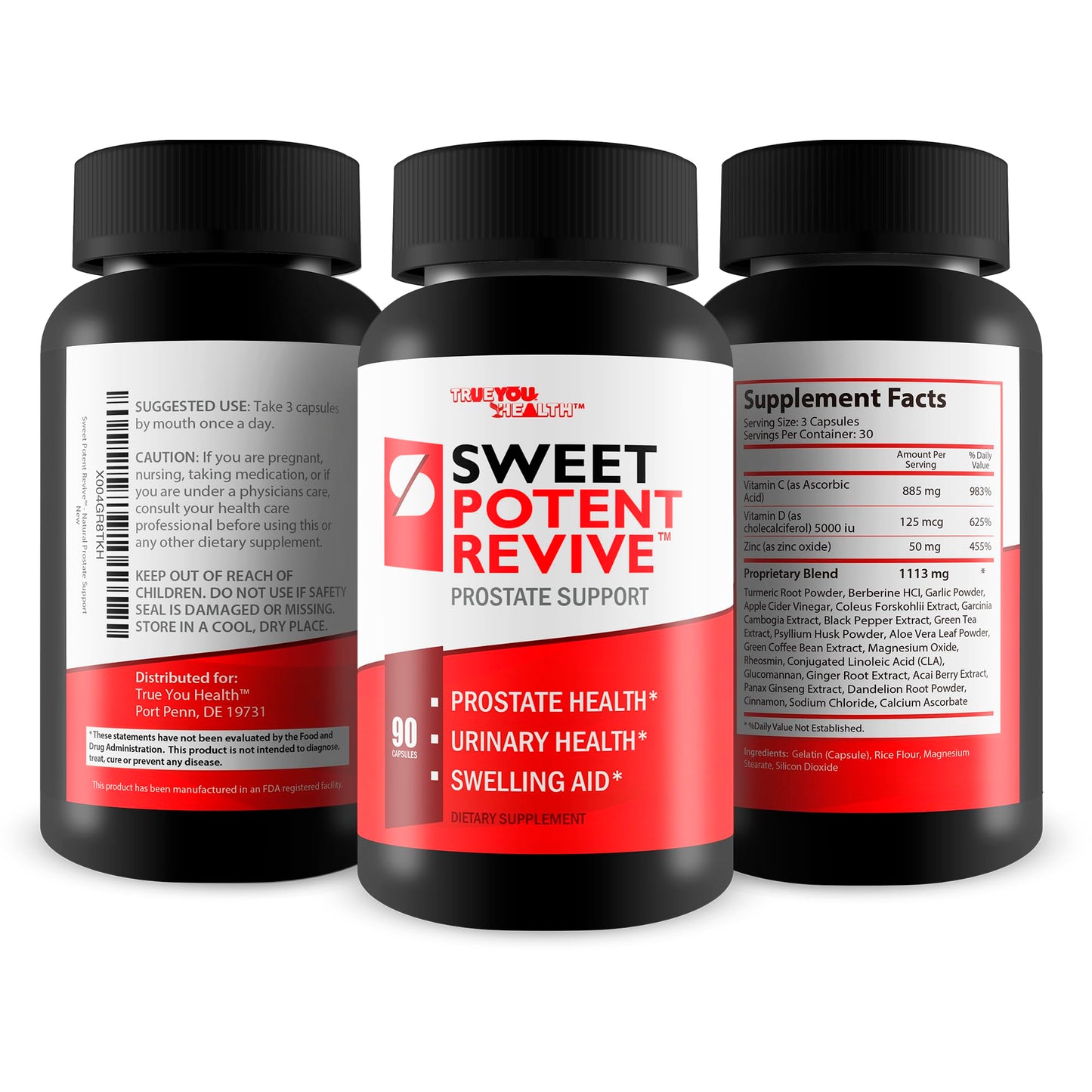 True You Health Sweet Potent Revive Prostate Support Capsule, 90 Count