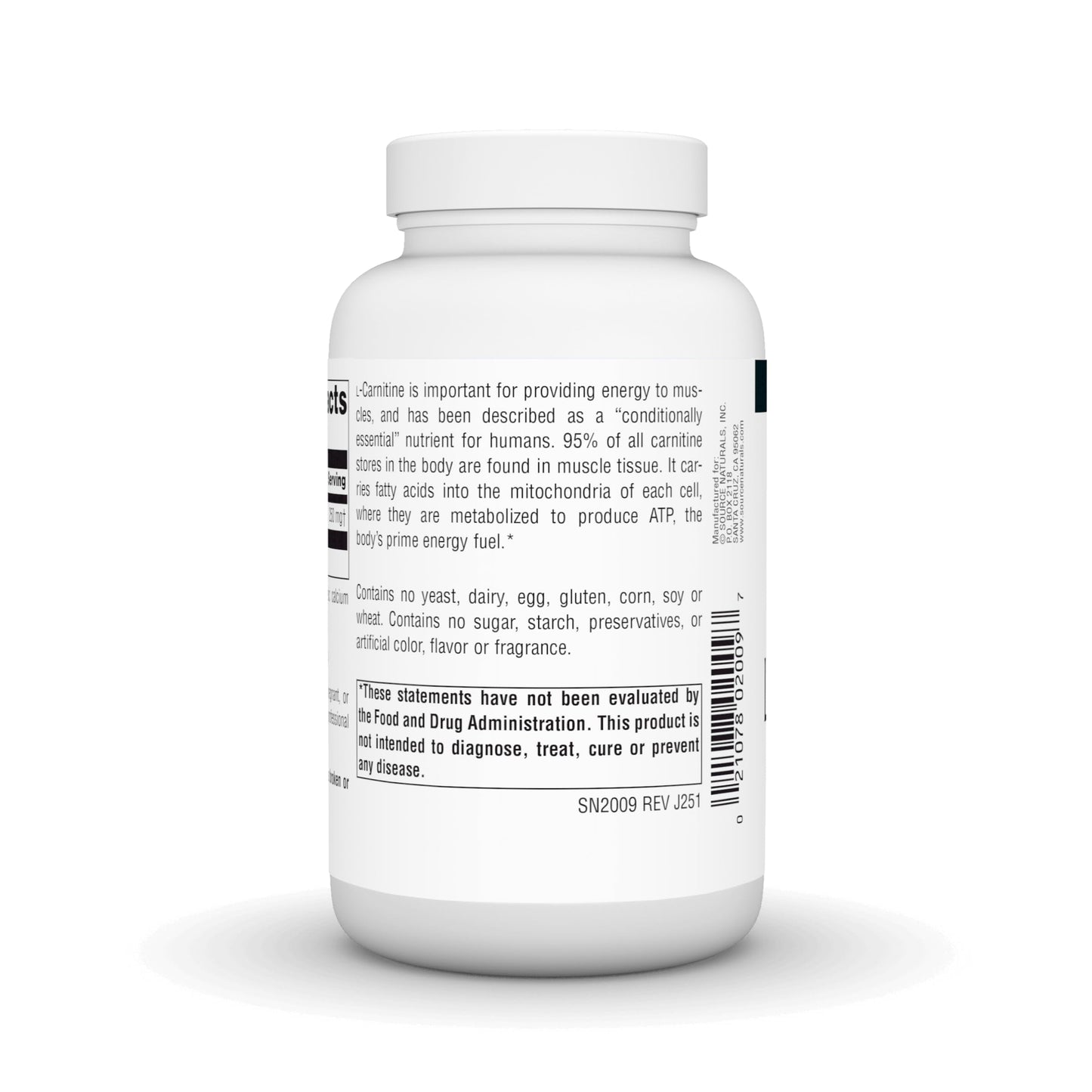 Source Naturals L-Carnitine, Metabolic Energy* 250mg Capsule, 120 Count