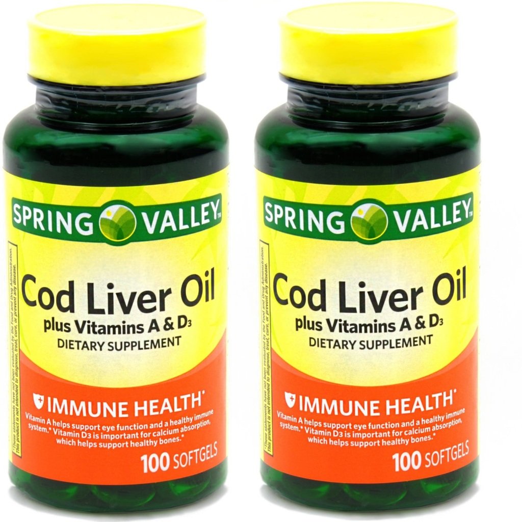 Spring Valley Cod Liver Oil with Vitamin A & D Softgels Pack of 2