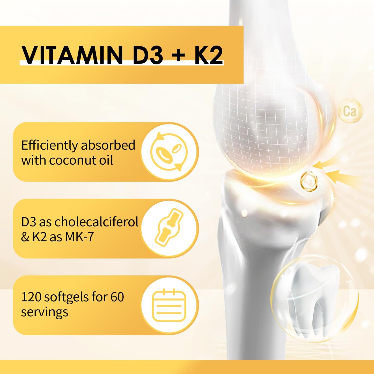 GPGP GreenPeople Vitamin D3 K2 Supplement Softgels 120
