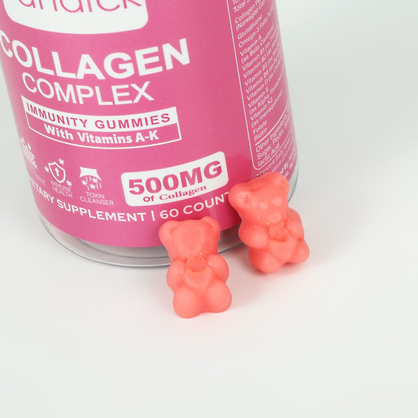 FANDICK Collagen Complex Immunity Gummies with Vitamins A-K, 60 Count