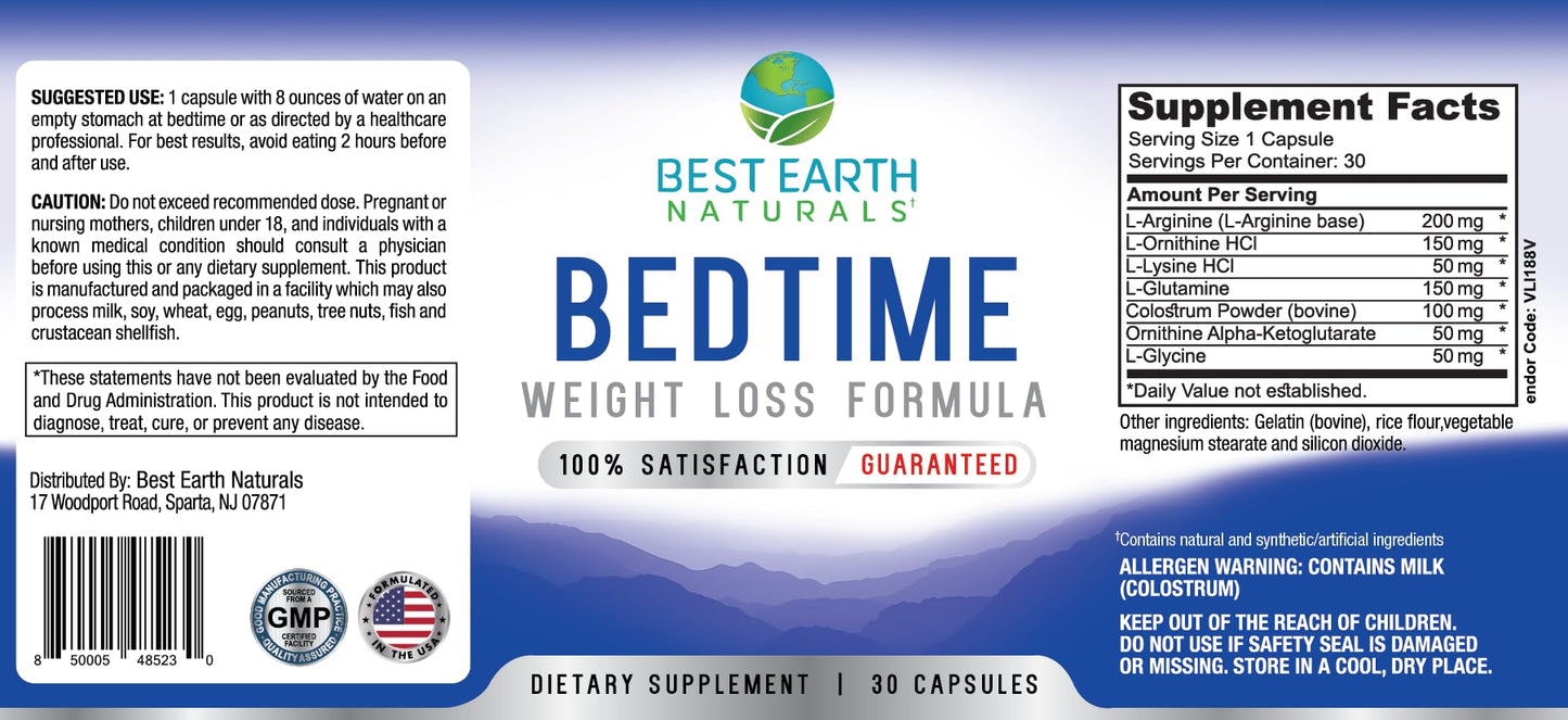 Best Earth Naturals Bedtime Weight Loss Supplement Capsules, 30 Count